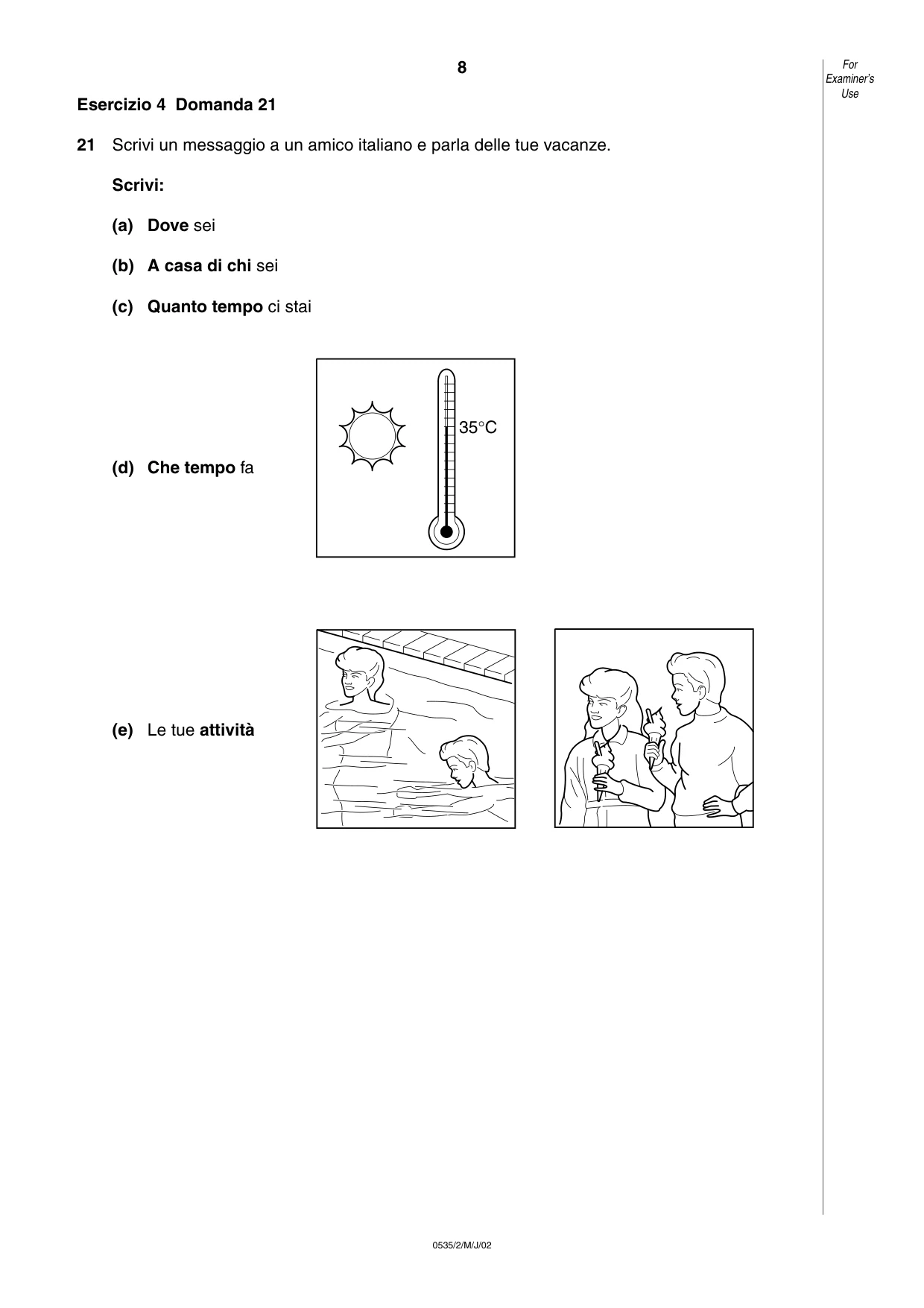 Cambridge IGCSE Italian - Foreign Language 0535 2002 May/June Paper 2 · Variant 1 question paper, page 8 of 20