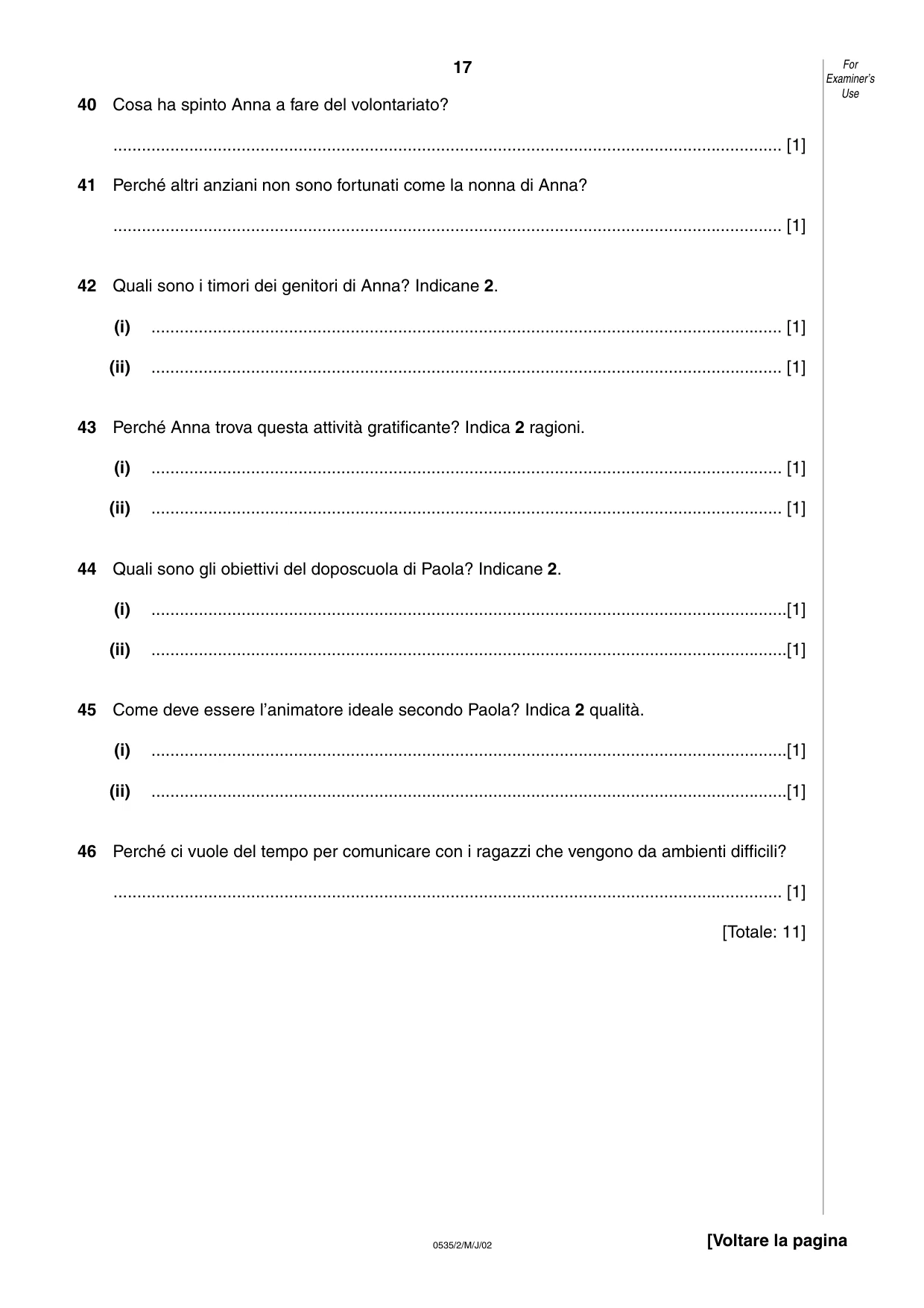 Cambridge IGCSE Italian - Foreign Language 0535 2002 May/June Paper 2 · Variant 1 question paper, page 17 of 20