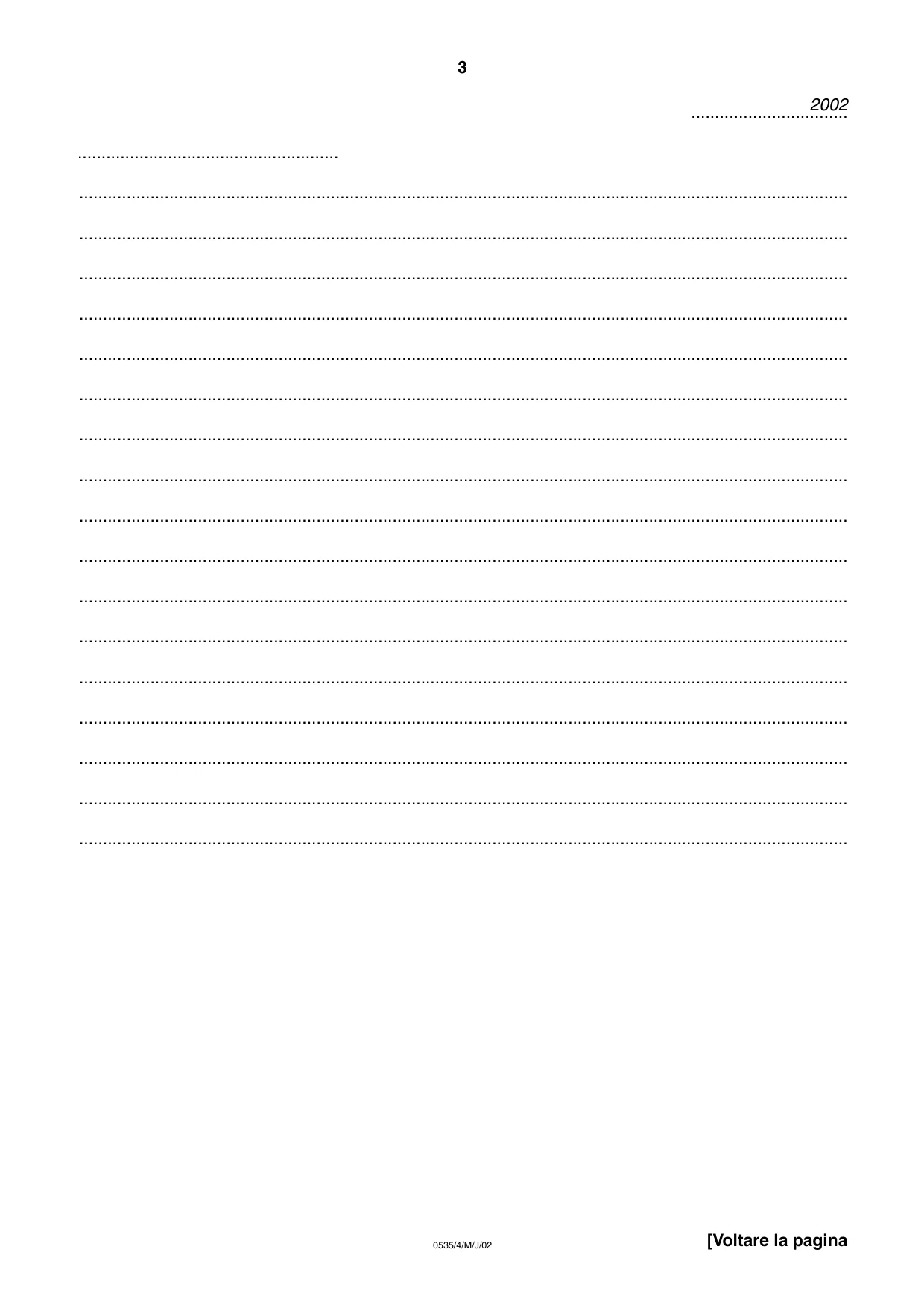 Cambridge IGCSE Italian - Foreign Language 0535 2002 May/June Paper 4 · Variant 1 question paper, page 3 of 4