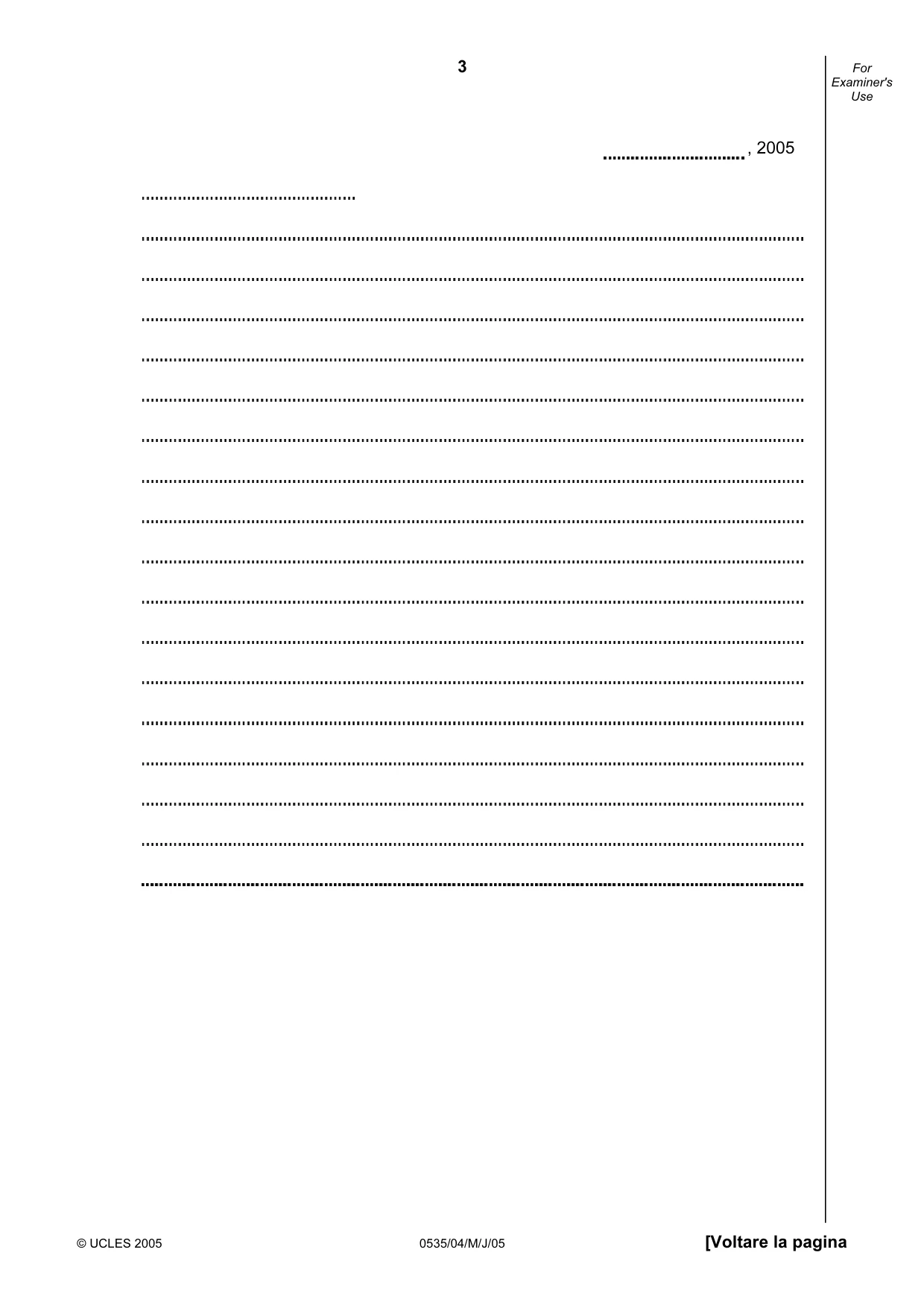 Cambridge IGCSE Italian - Foreign Language 0535 2005 May/June Paper 4 · Variant 1 question paper, page 3 of 4