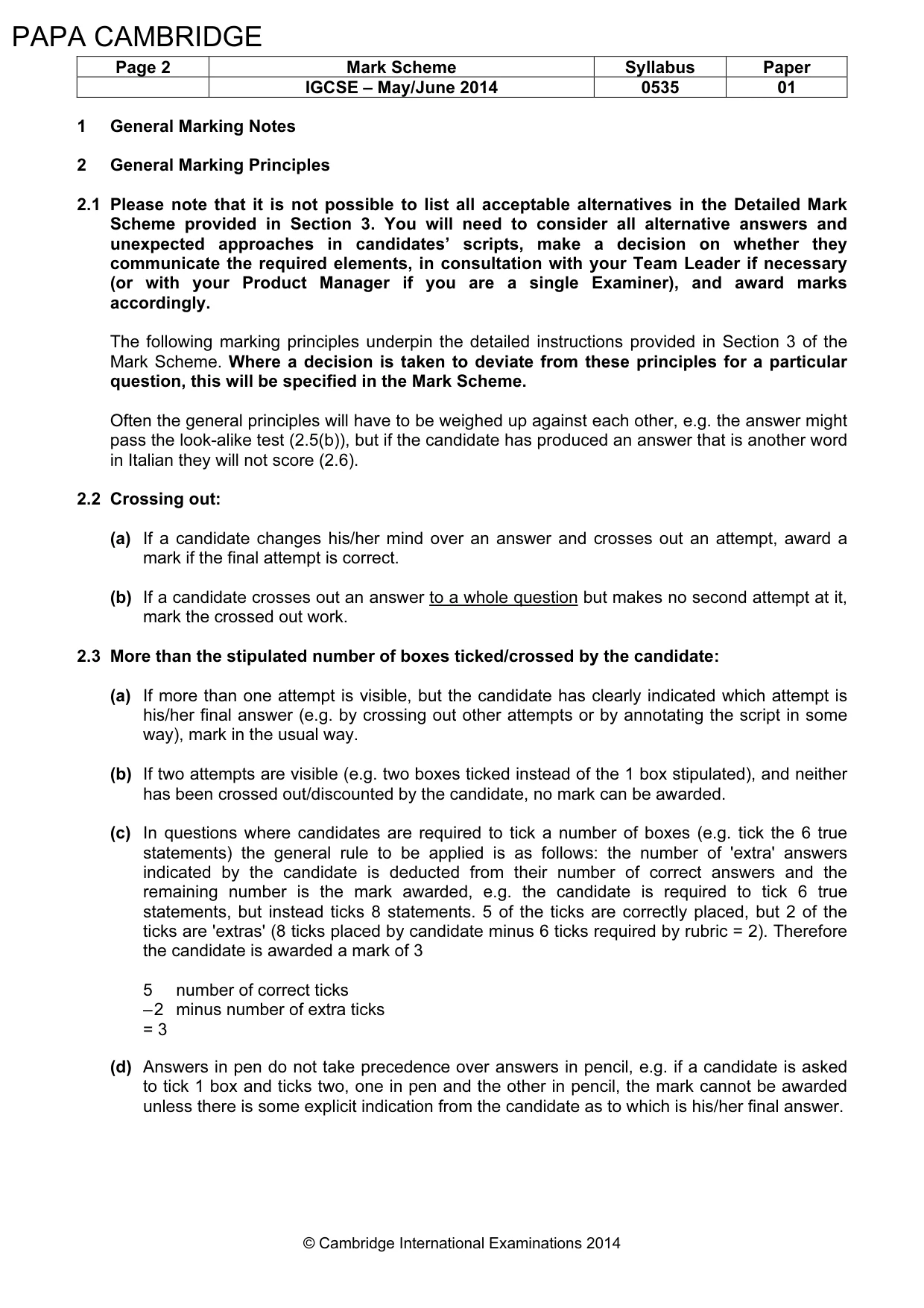 Mark scheme, page 2 of 9