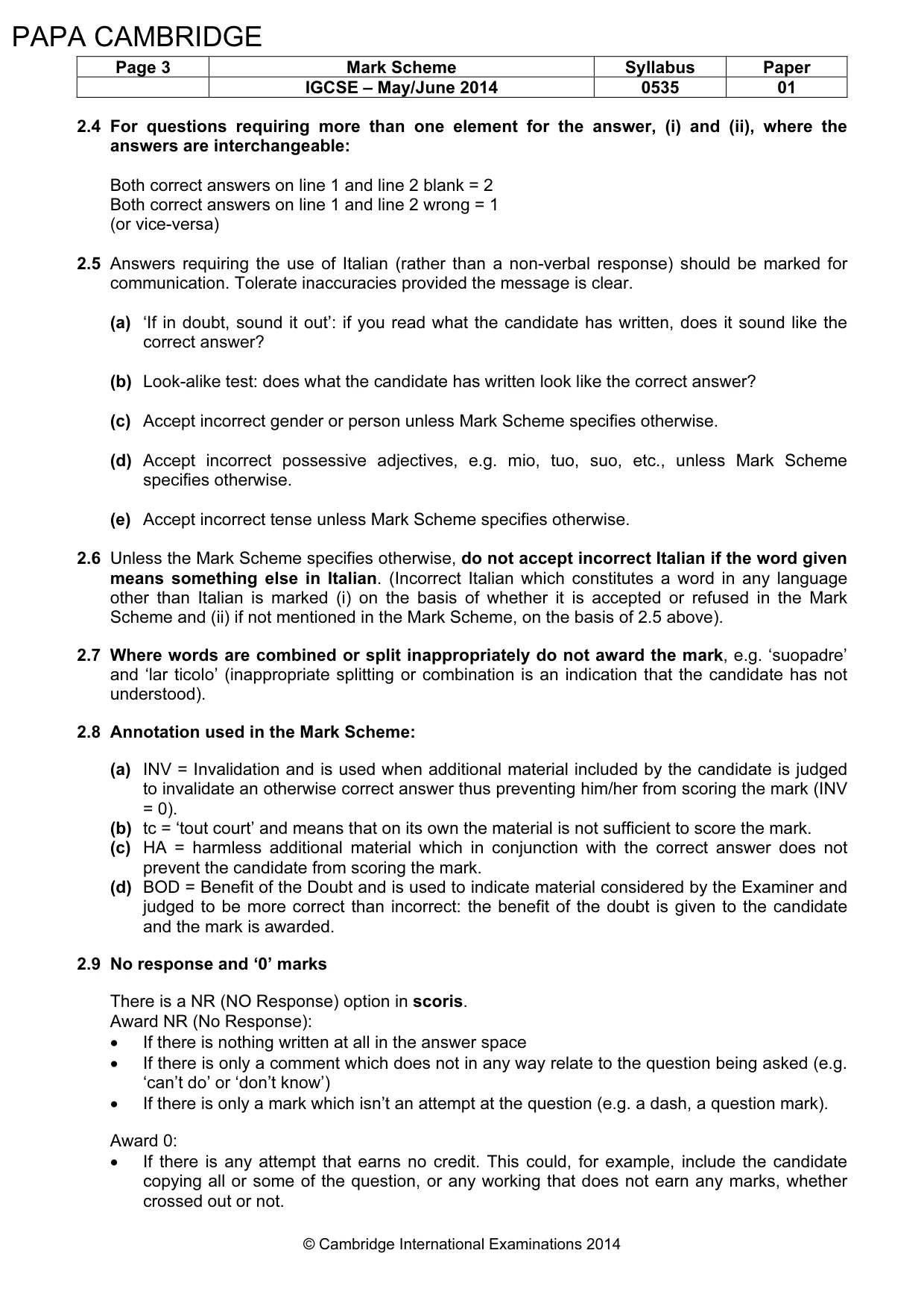 Mark scheme, page 3 of 9