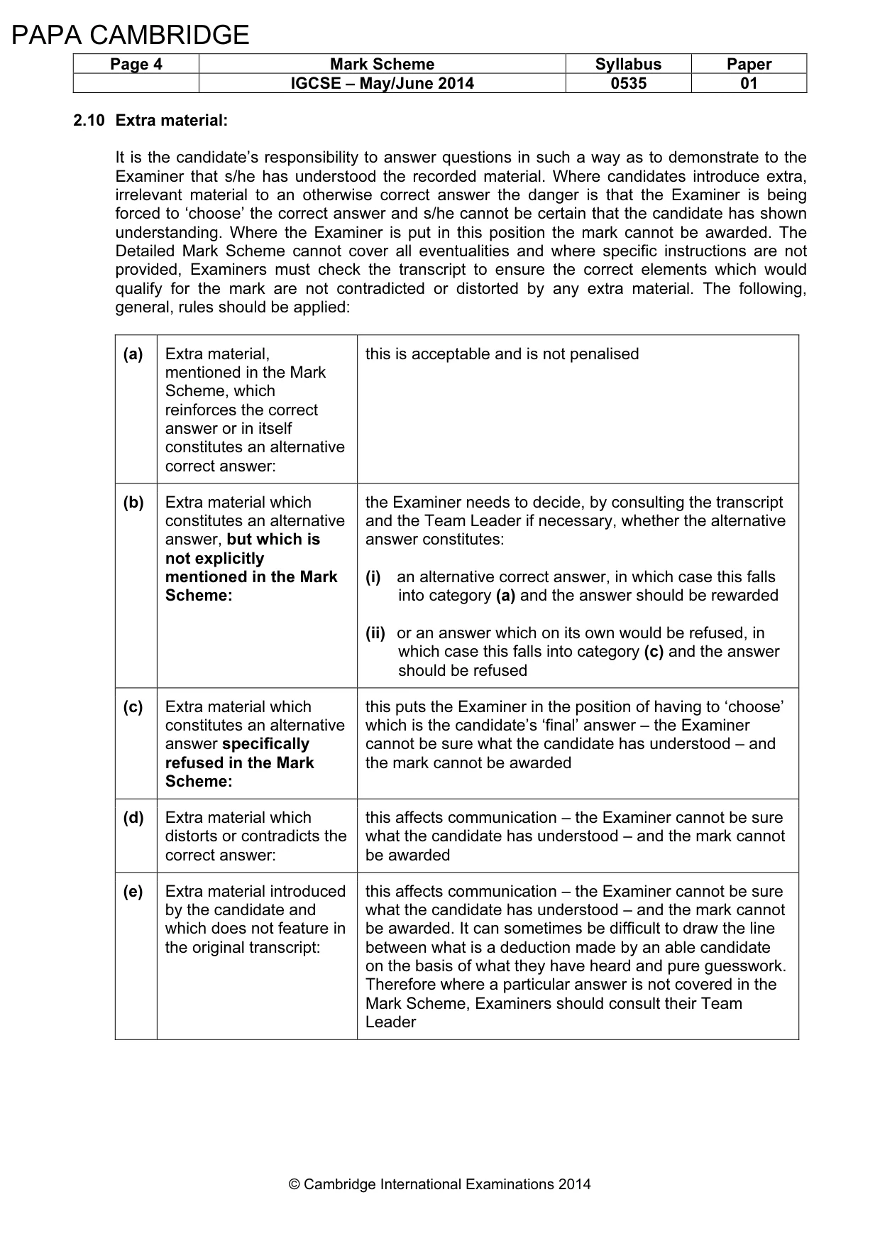 Mark scheme, page 4 of 9