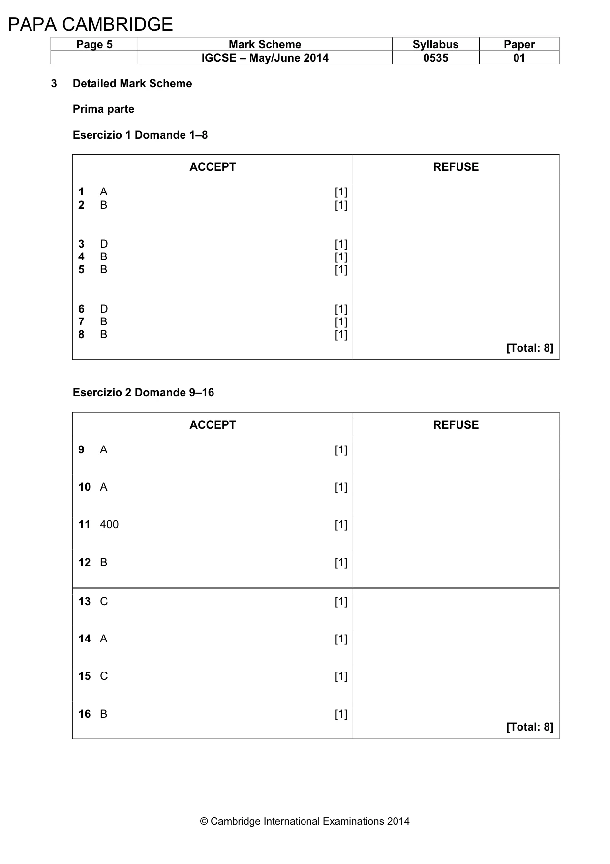 Mark scheme, page 5 of 9