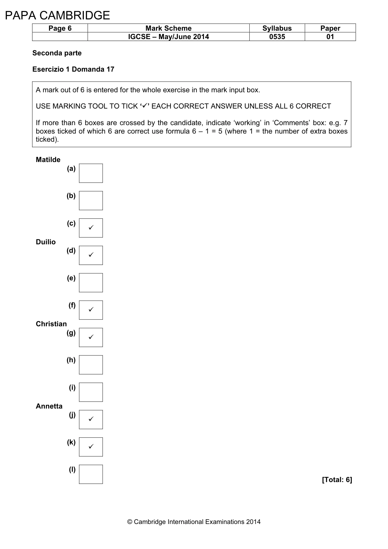 Mark scheme, page 6 of 9