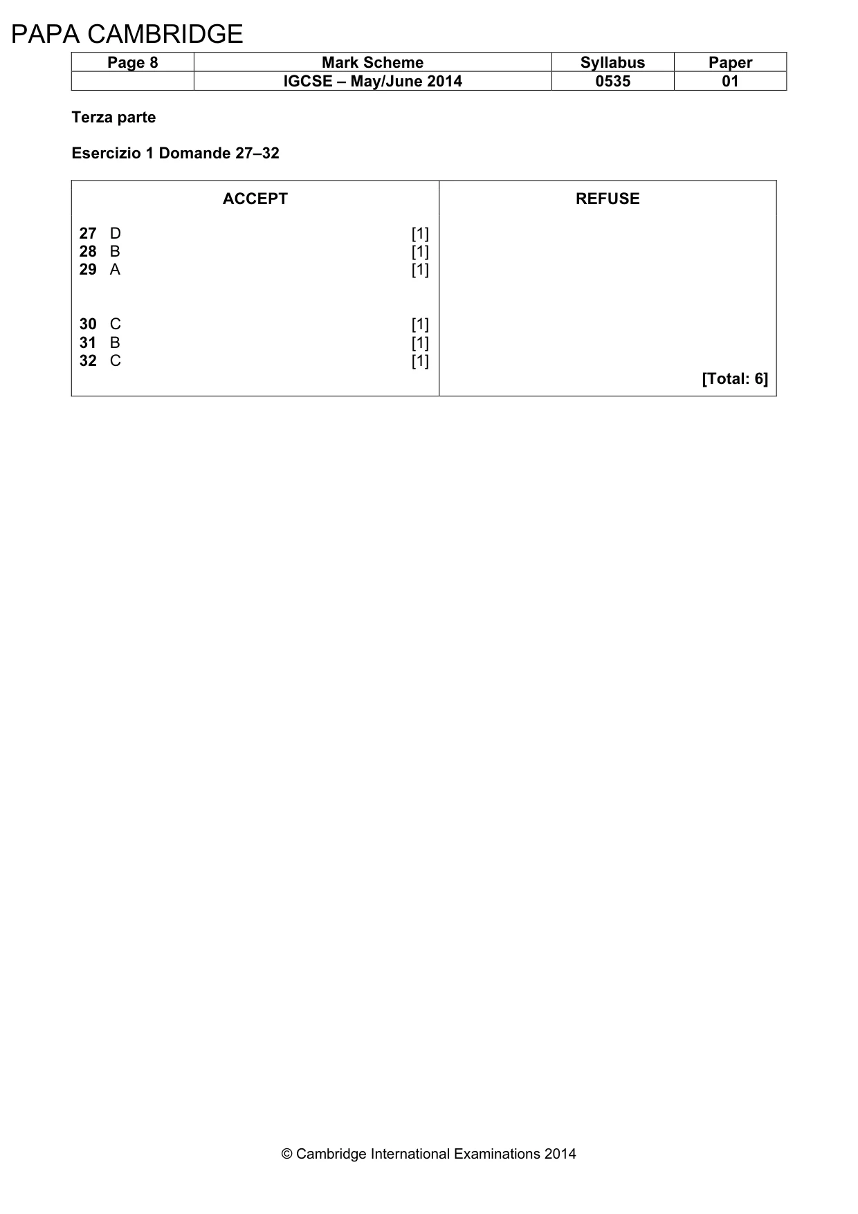 Mark scheme, page 8 of 9