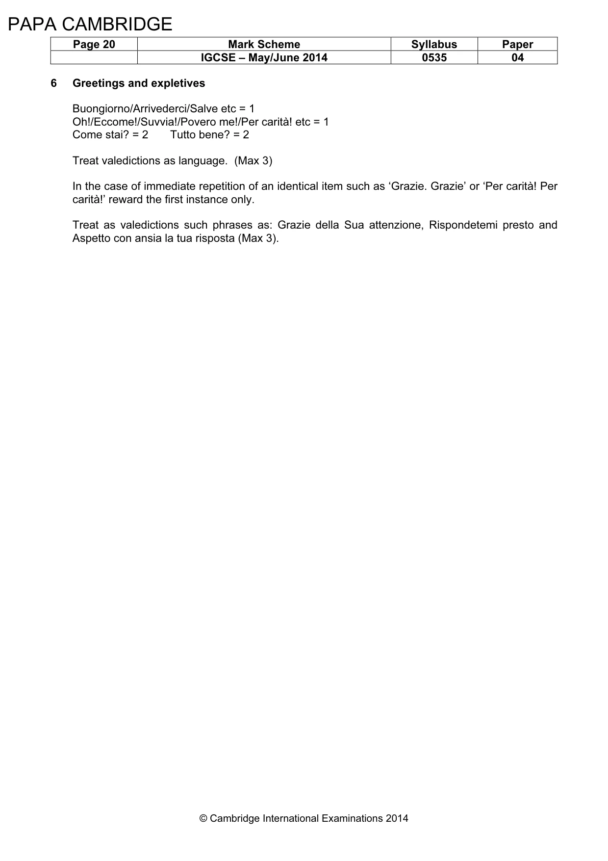 Mark scheme, page 20 of 23