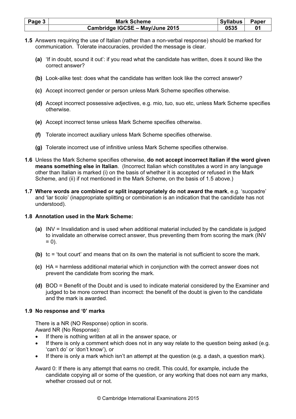 Mark scheme, page 3 of 8