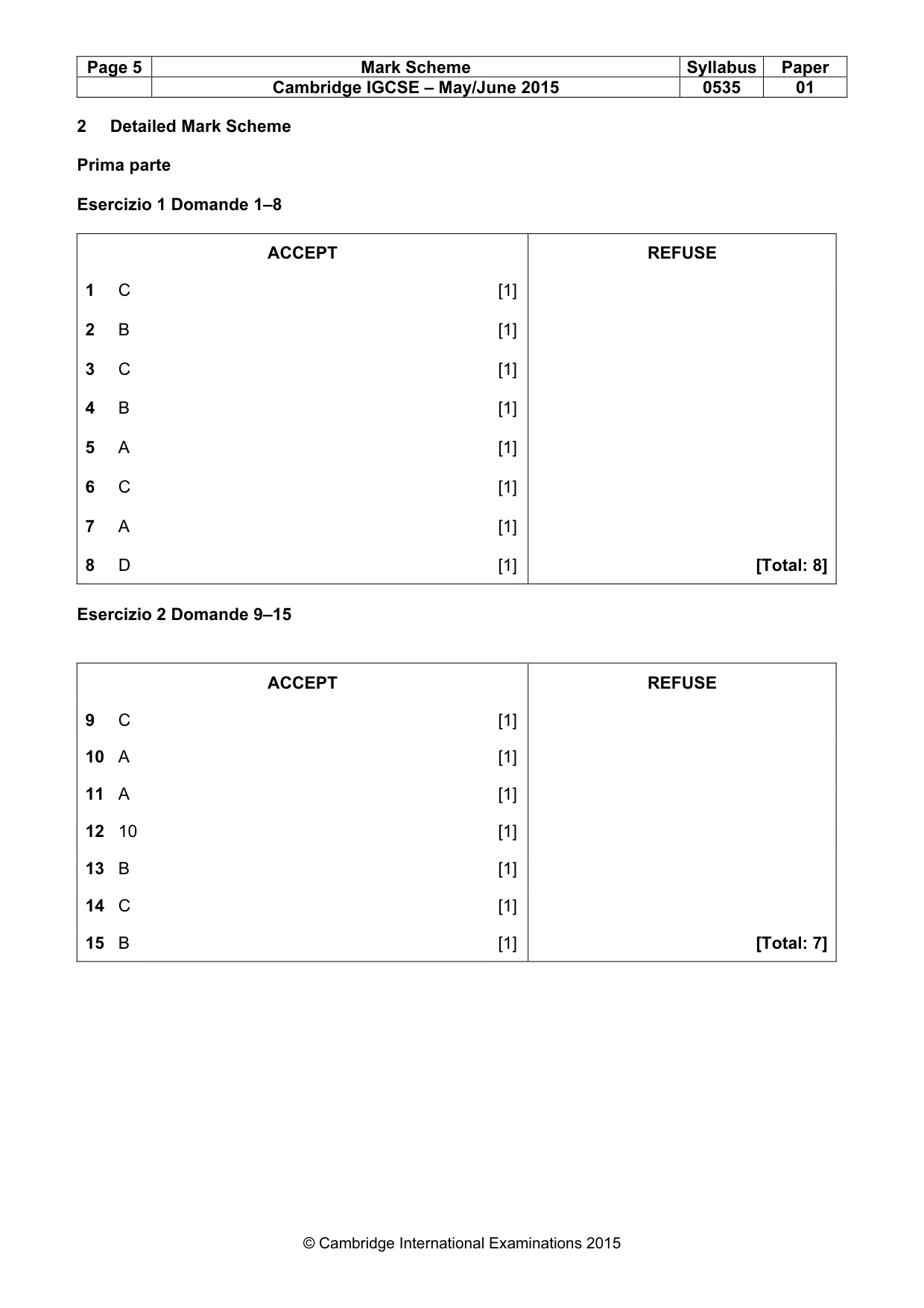 Mark scheme, page 5 of 8