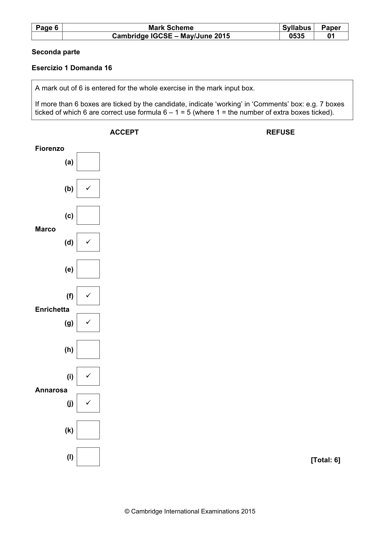 Mark scheme, page 6 of 8