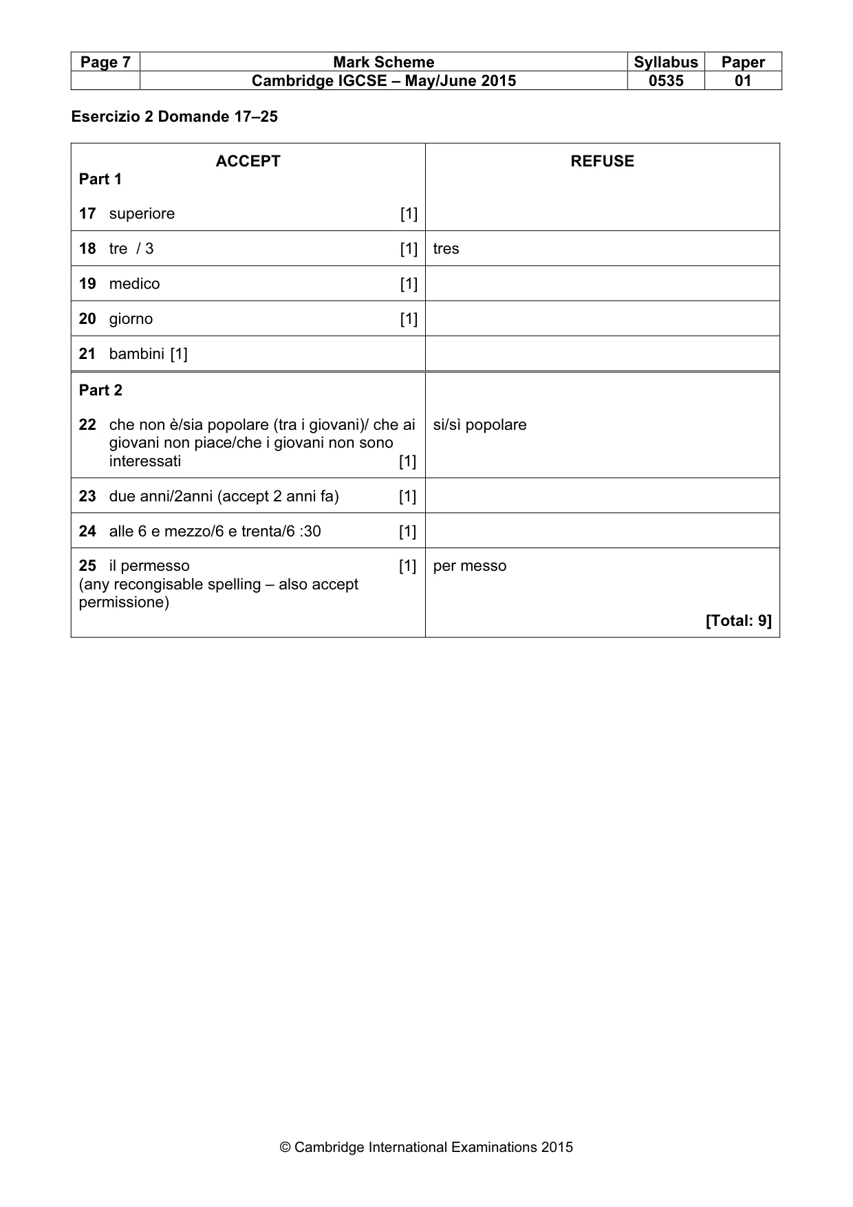 Mark scheme, page 7 of 8