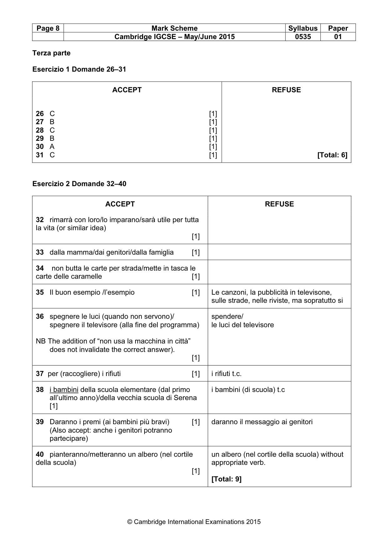 Mark scheme, page 8 of 8