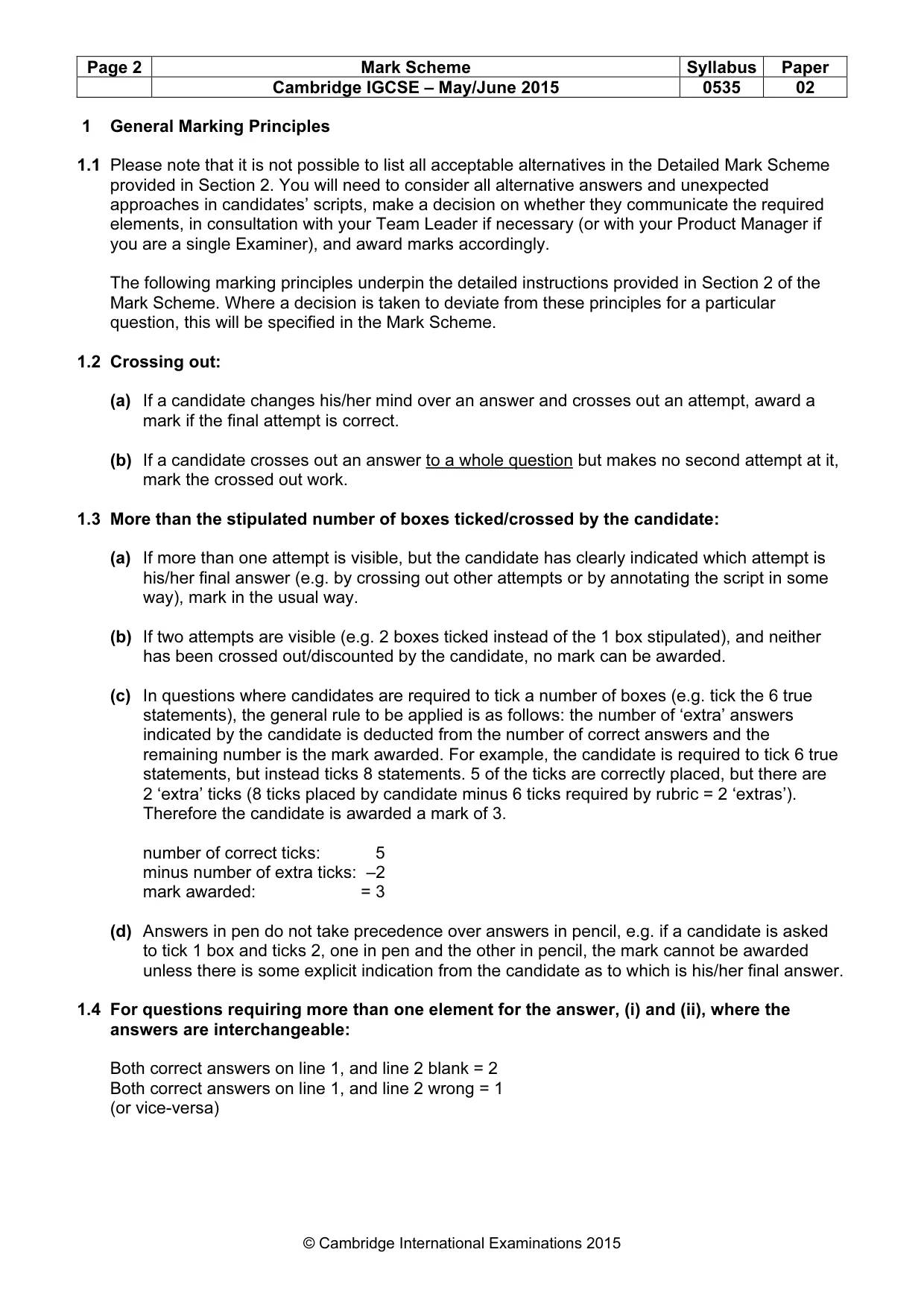 Mark scheme, page 2 of 8