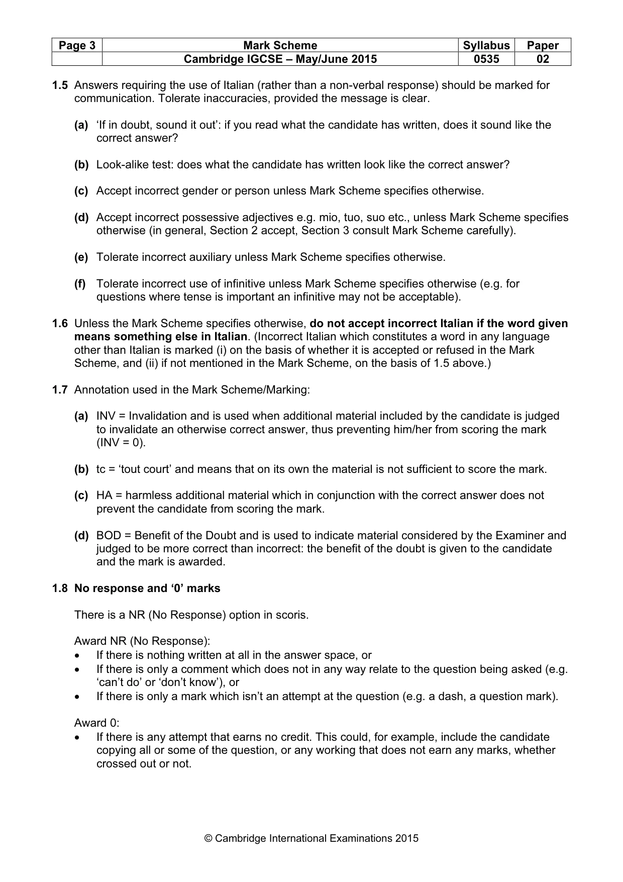 Mark scheme, page 3 of 8