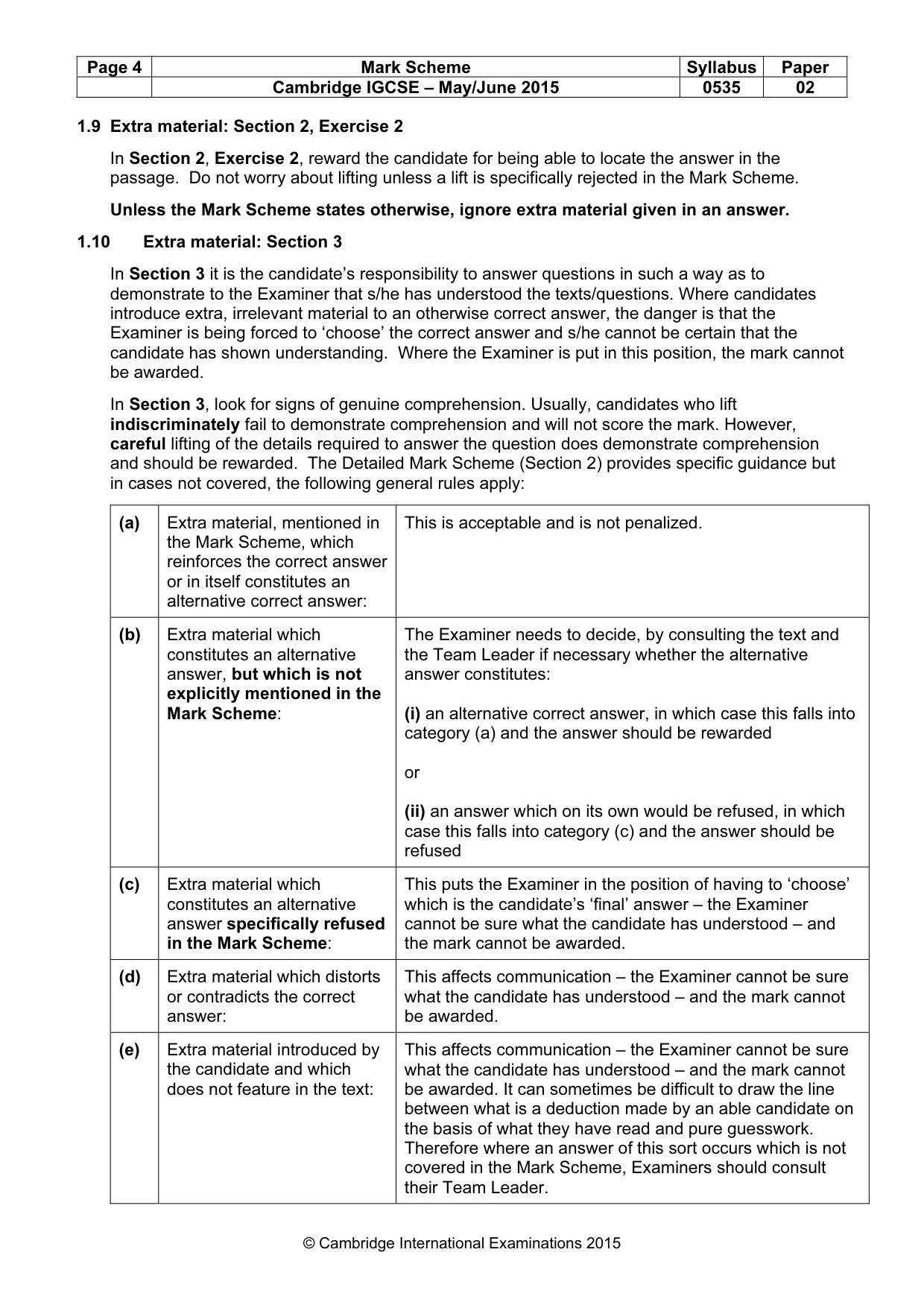 Mark scheme, page 4 of 8