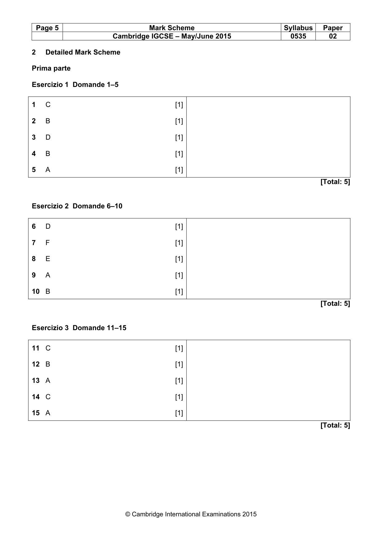 Mark scheme, page 5 of 8