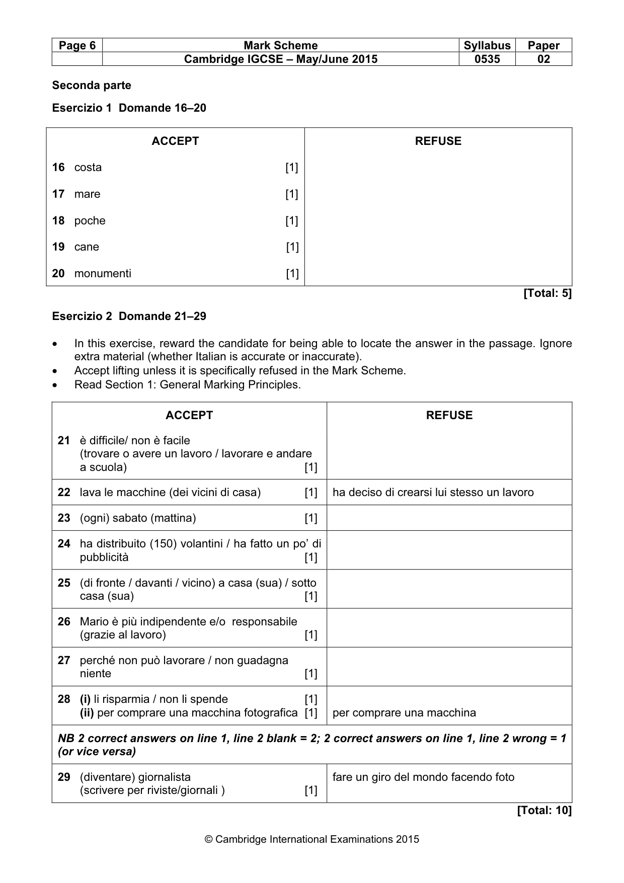 Mark scheme, page 6 of 8