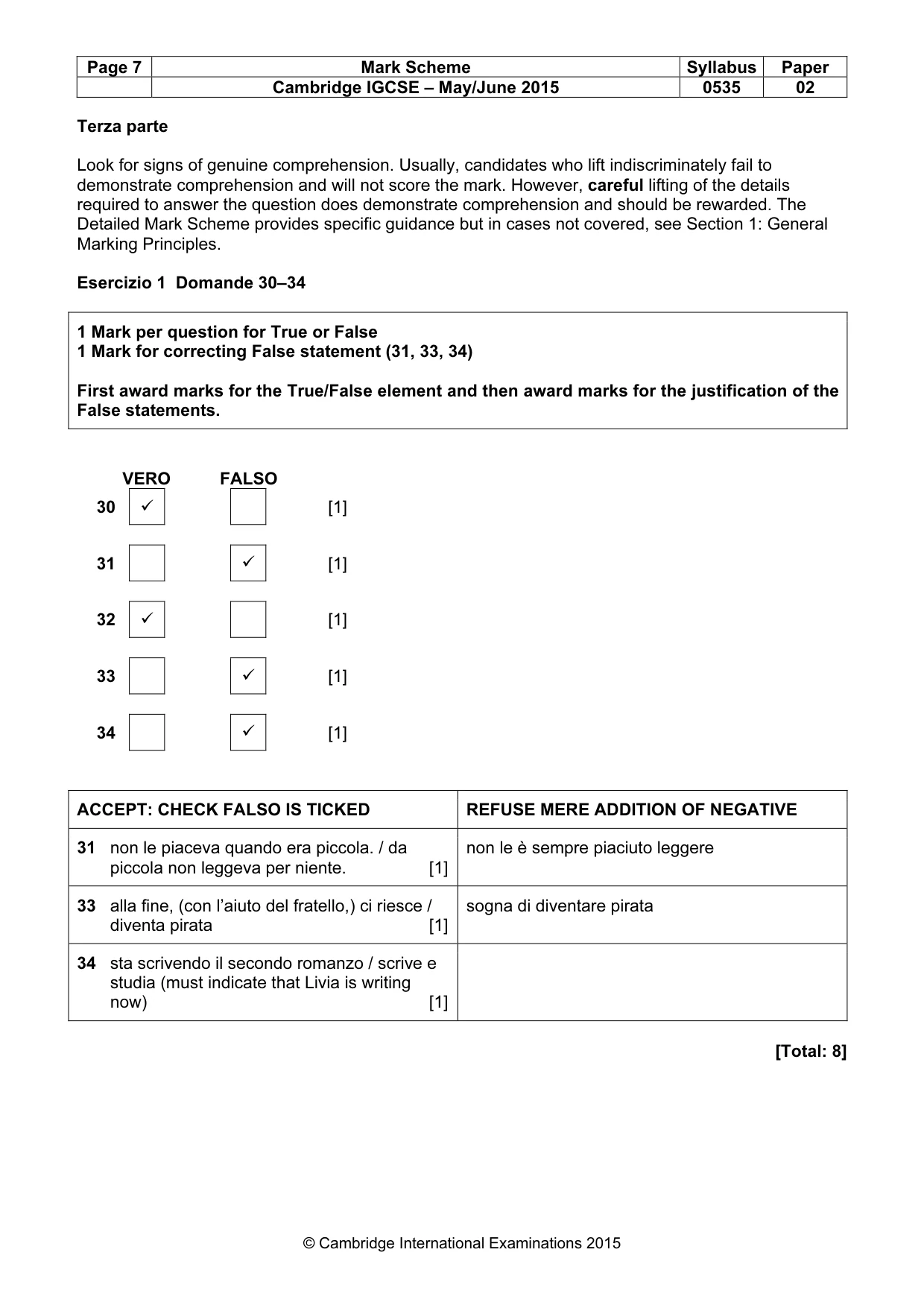 Mark scheme, page 7 of 8