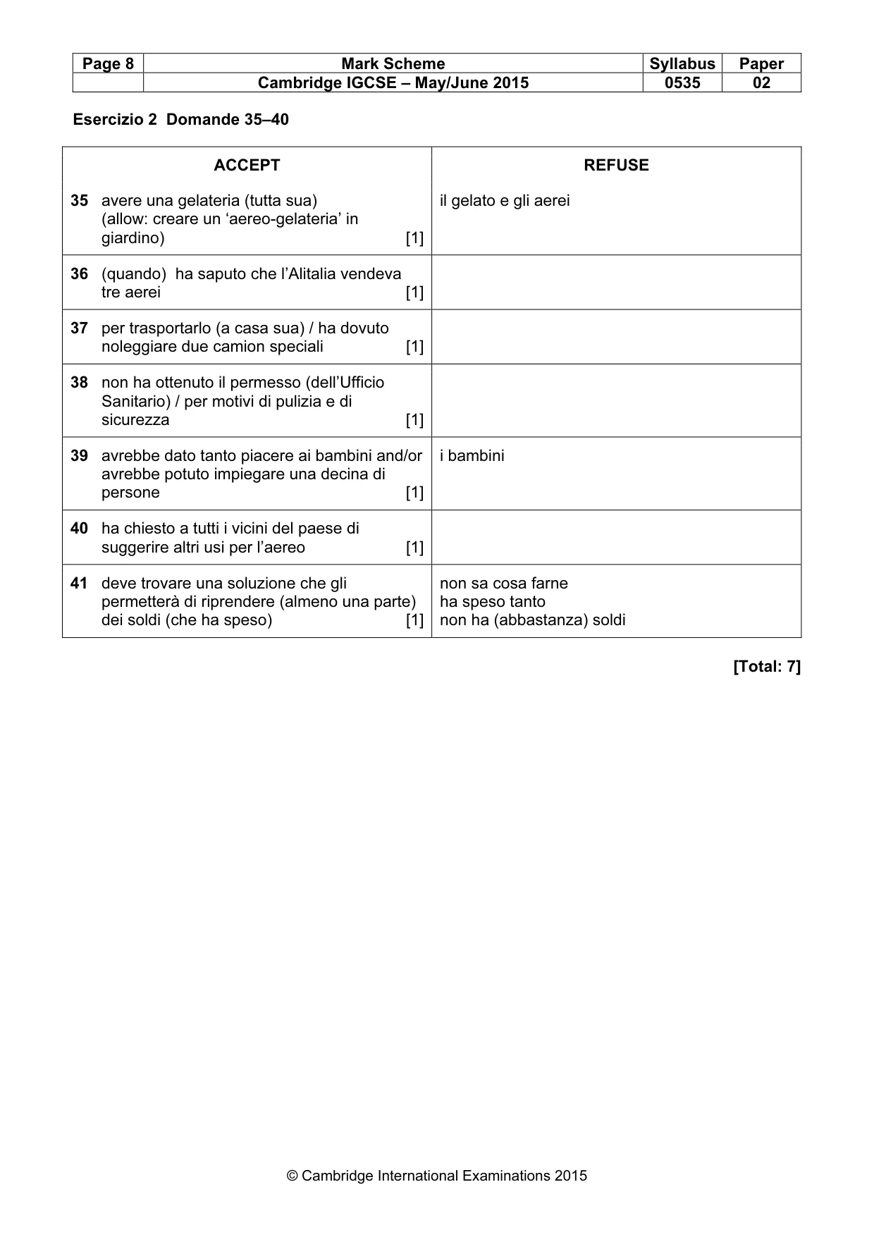 Mark scheme, page 8 of 8
