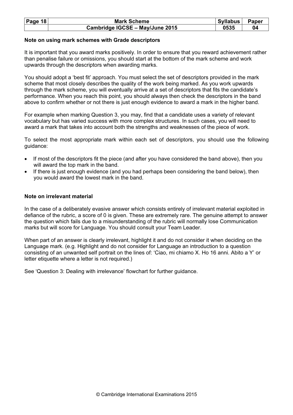 Mark scheme, page 18 of 18