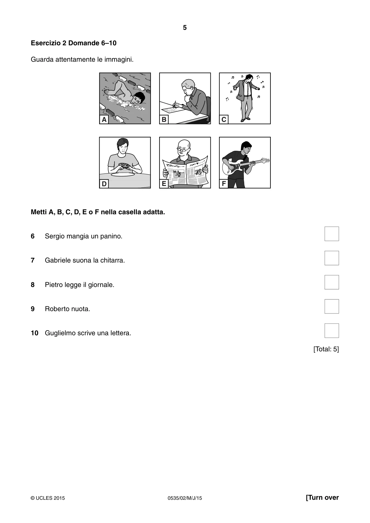 Cambridge IGCSE Italian - Foreign Language 0535 2015 May/June Paper 2 · Variant 1 question paper, page 5 of 16