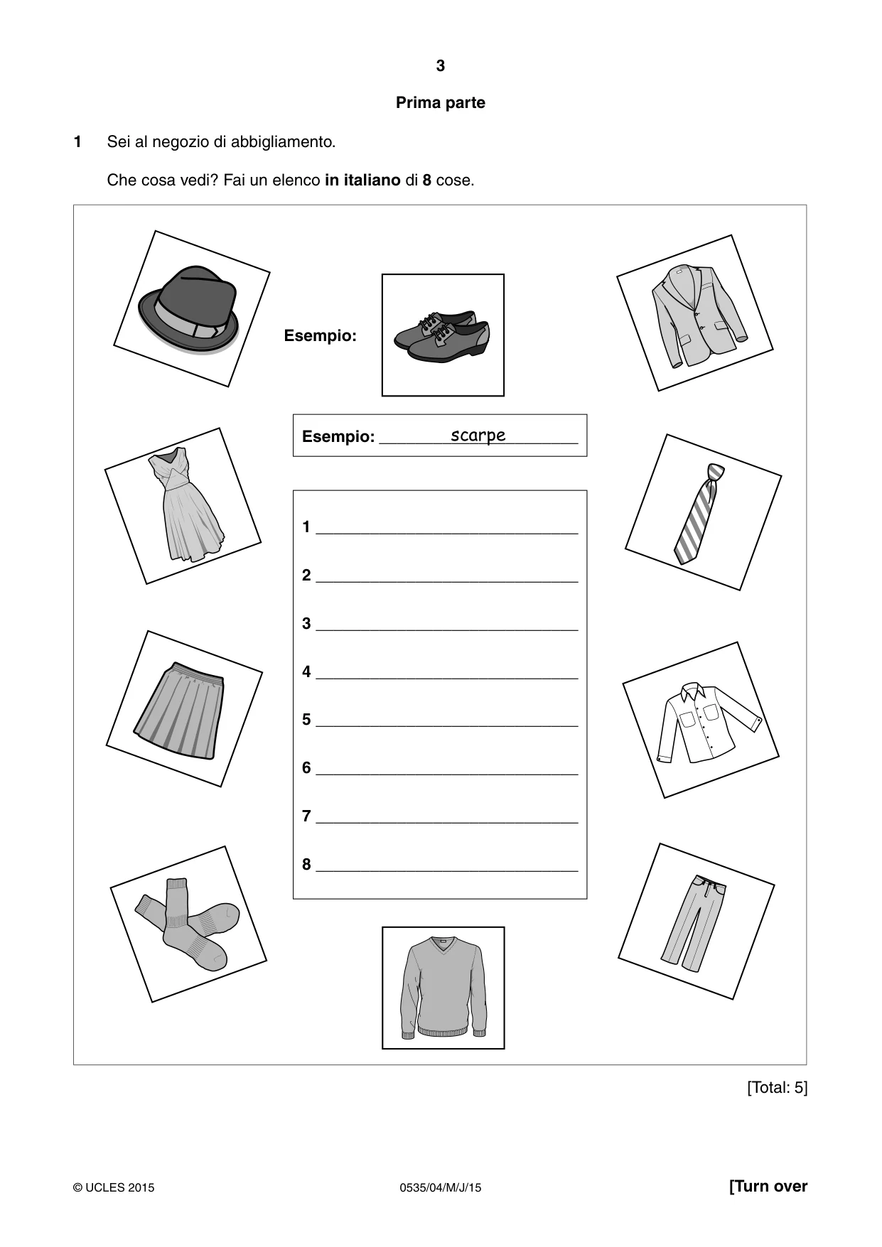 Cambridge IGCSE Italian - Foreign Language 0535 2015 May/June Paper 4 · Variant 1 question paper, page 3 of 8