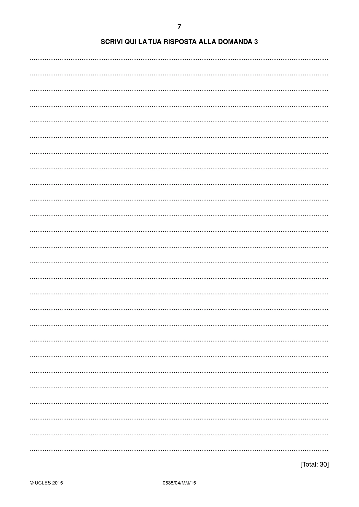 Cambridge IGCSE Italian - Foreign Language 0535 2015 May/June Paper 4 · Variant 1 question paper, page 7 of 8