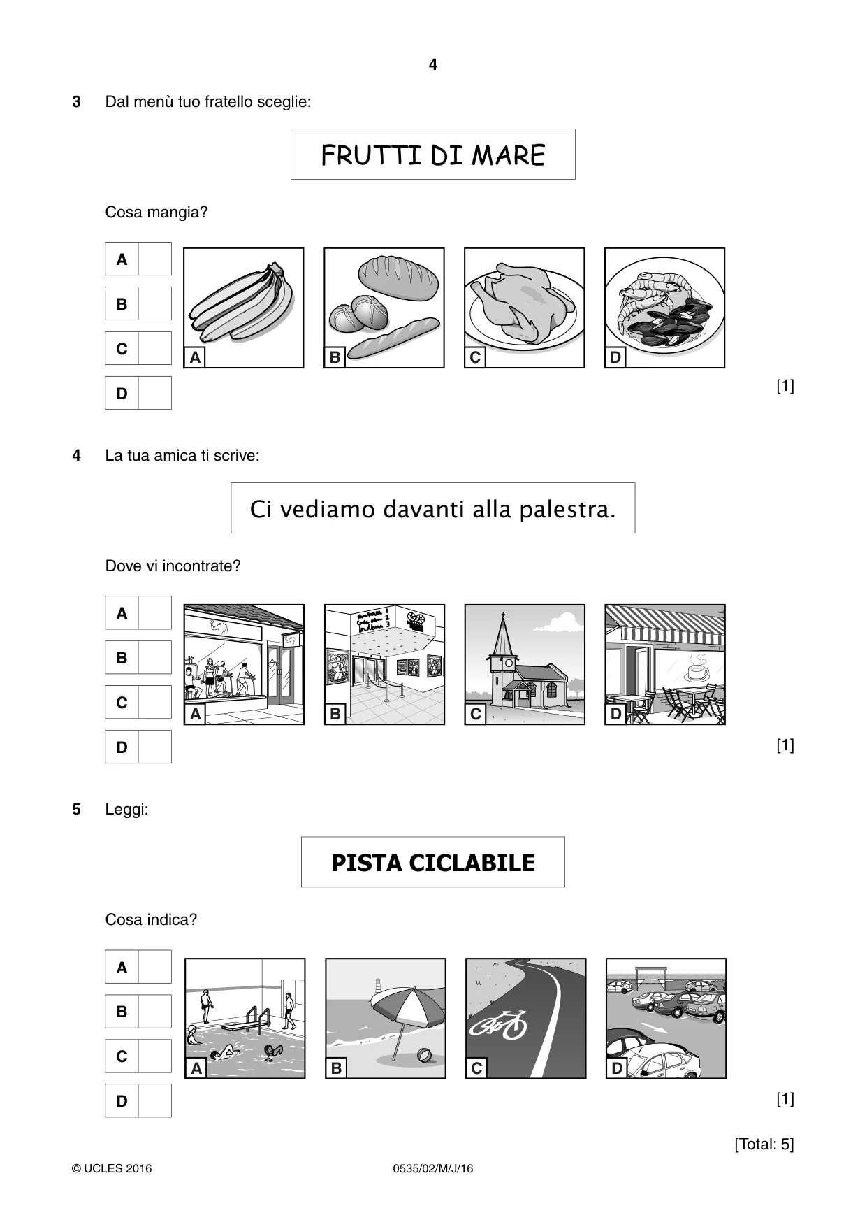 Cambridge IGCSE Italian - Foreign Language 0535 2016 May/June Paper 2 · Variant 0 question paper, page 4 of 16