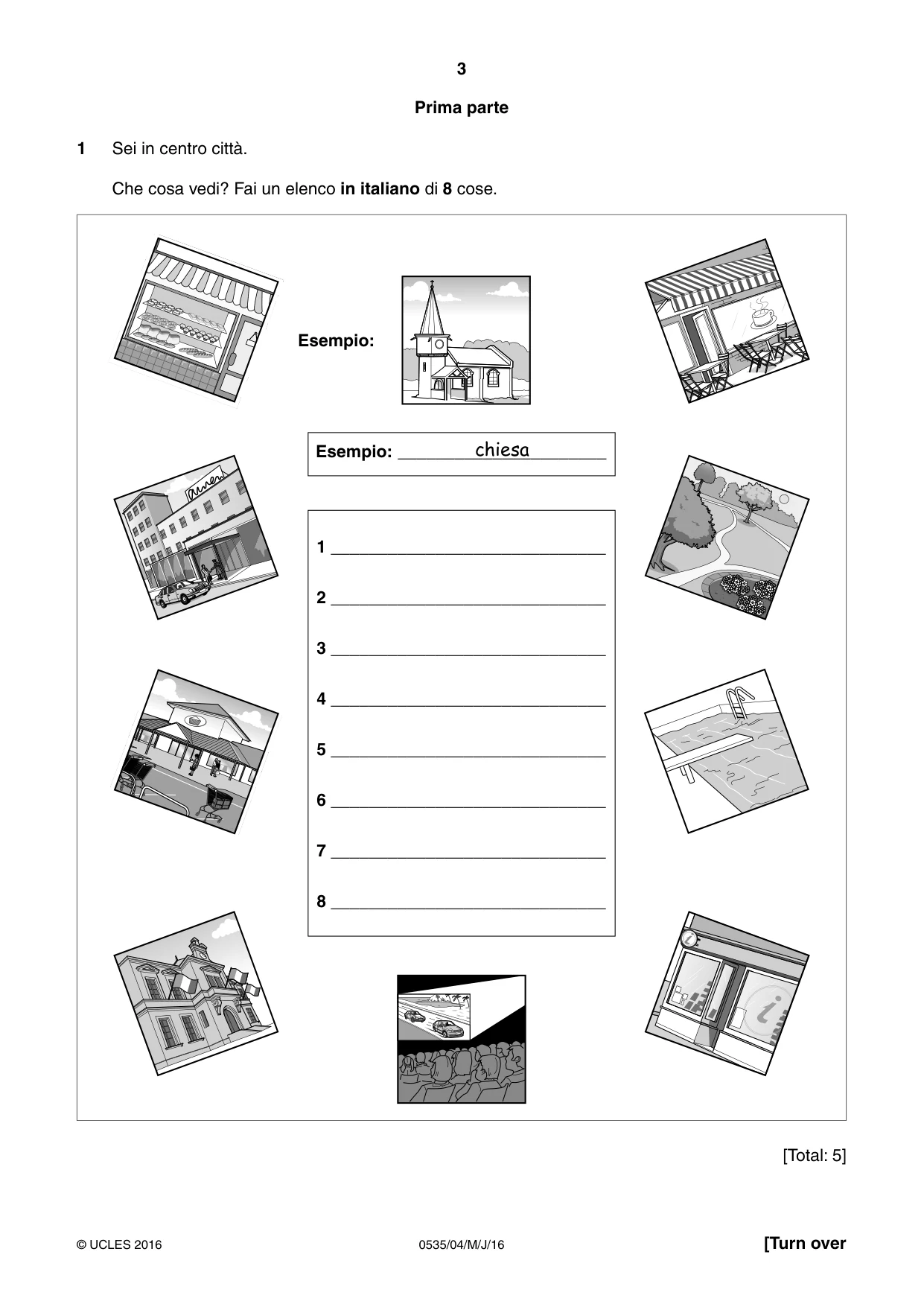 Cambridge IGCSE Italian - Foreign Language 0535 2016 May/June Paper 4 · Variant 0 question paper, page 3 of 8