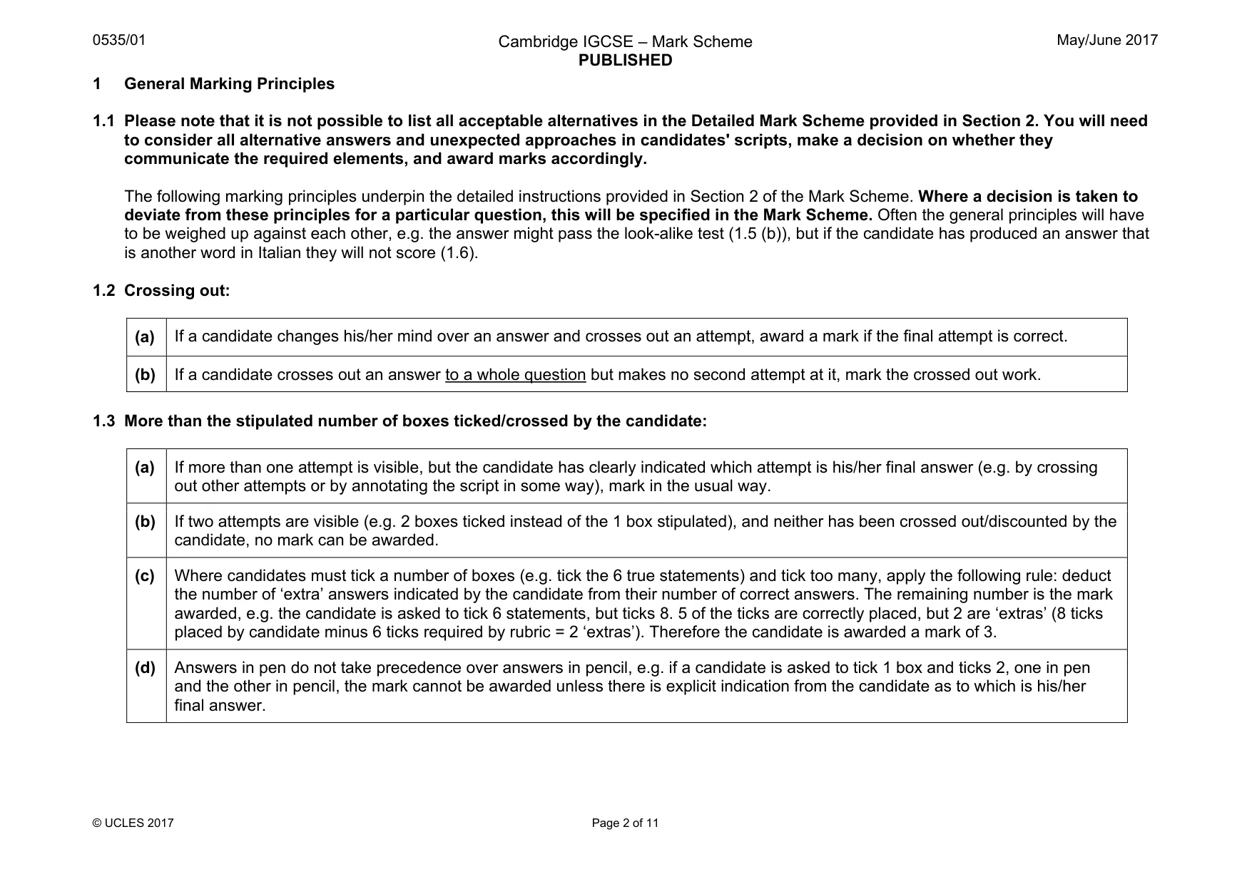 Mark scheme, page 2 of 11