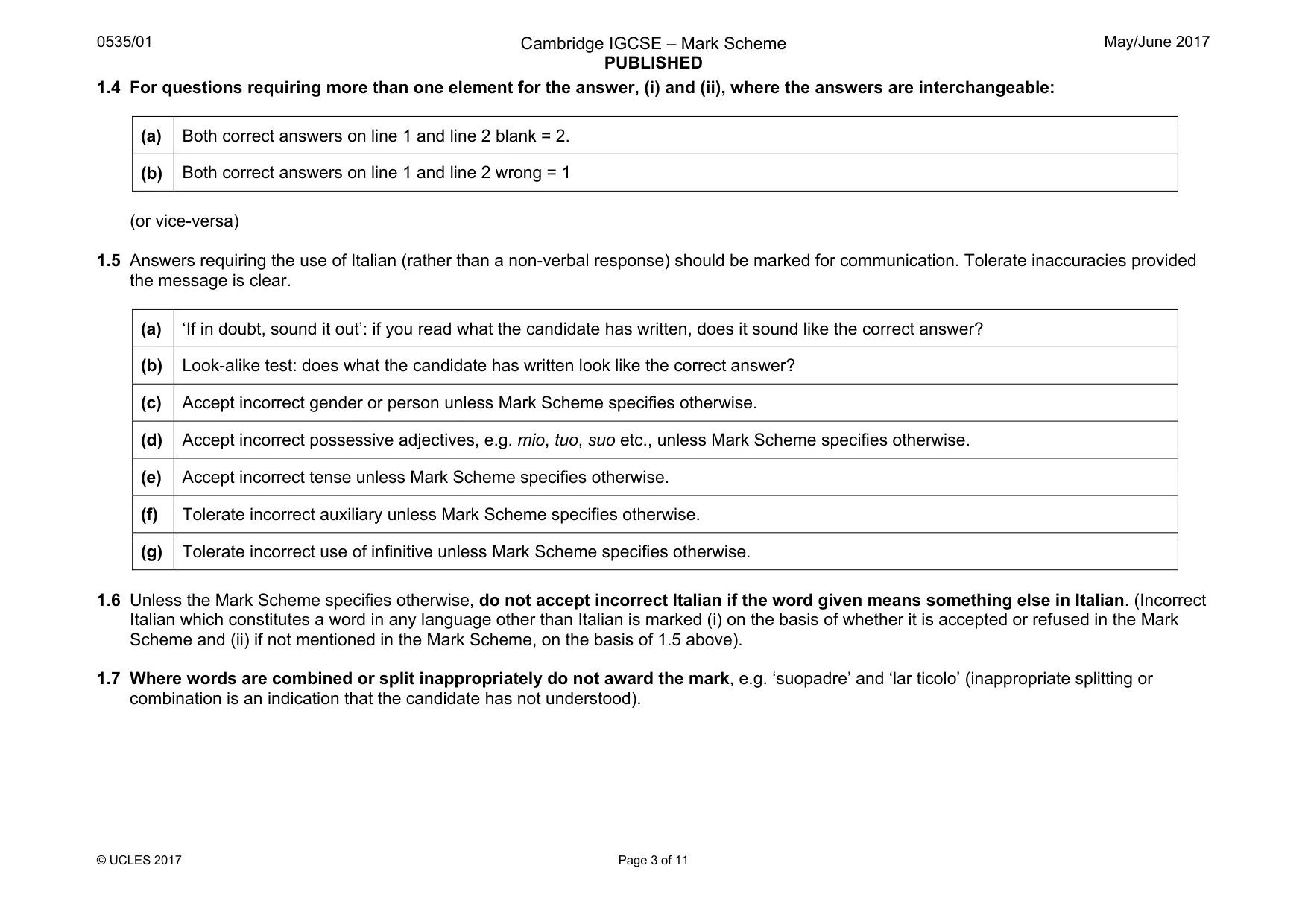 Mark scheme, page 3 of 11