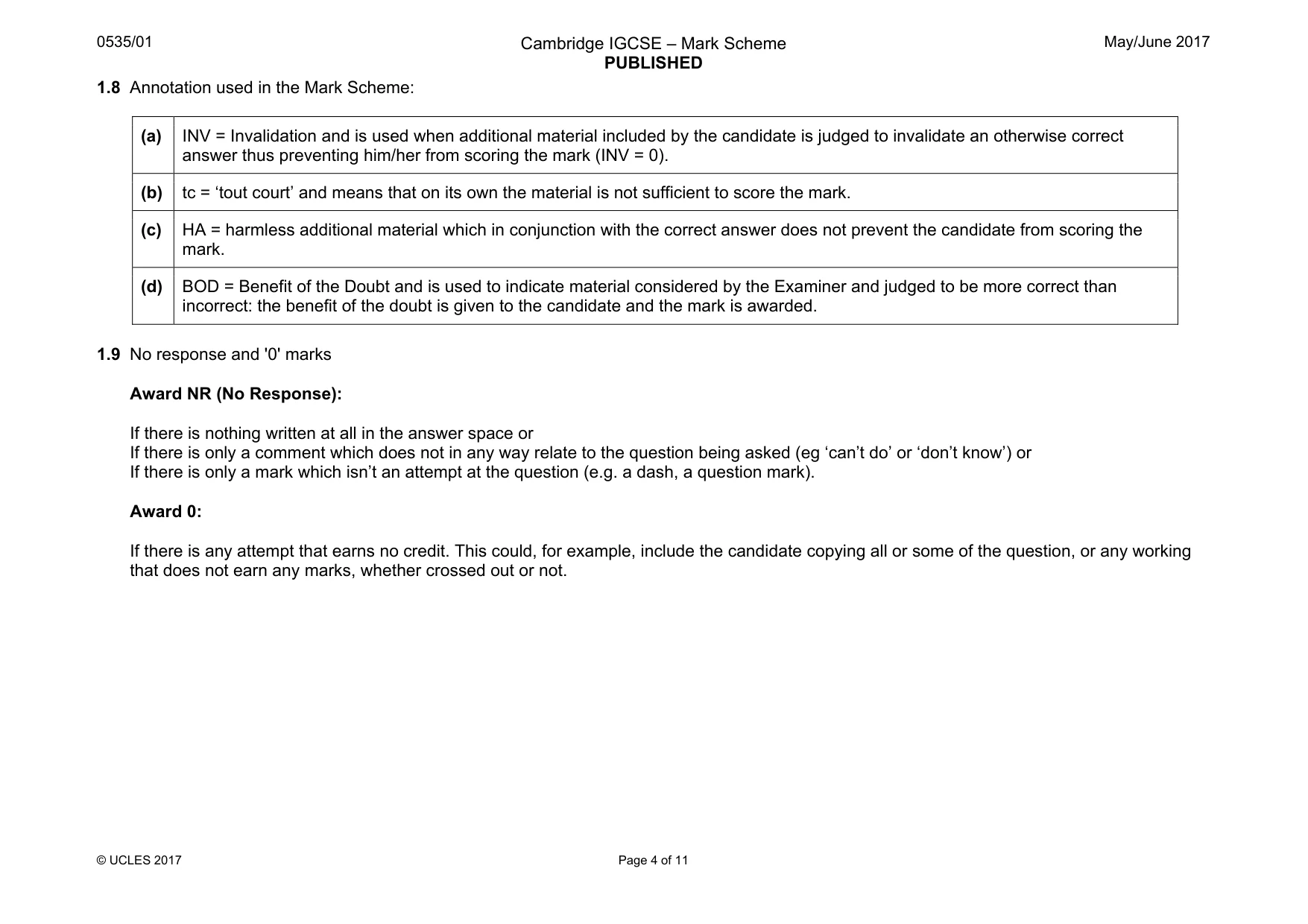 Mark scheme, page 4 of 11