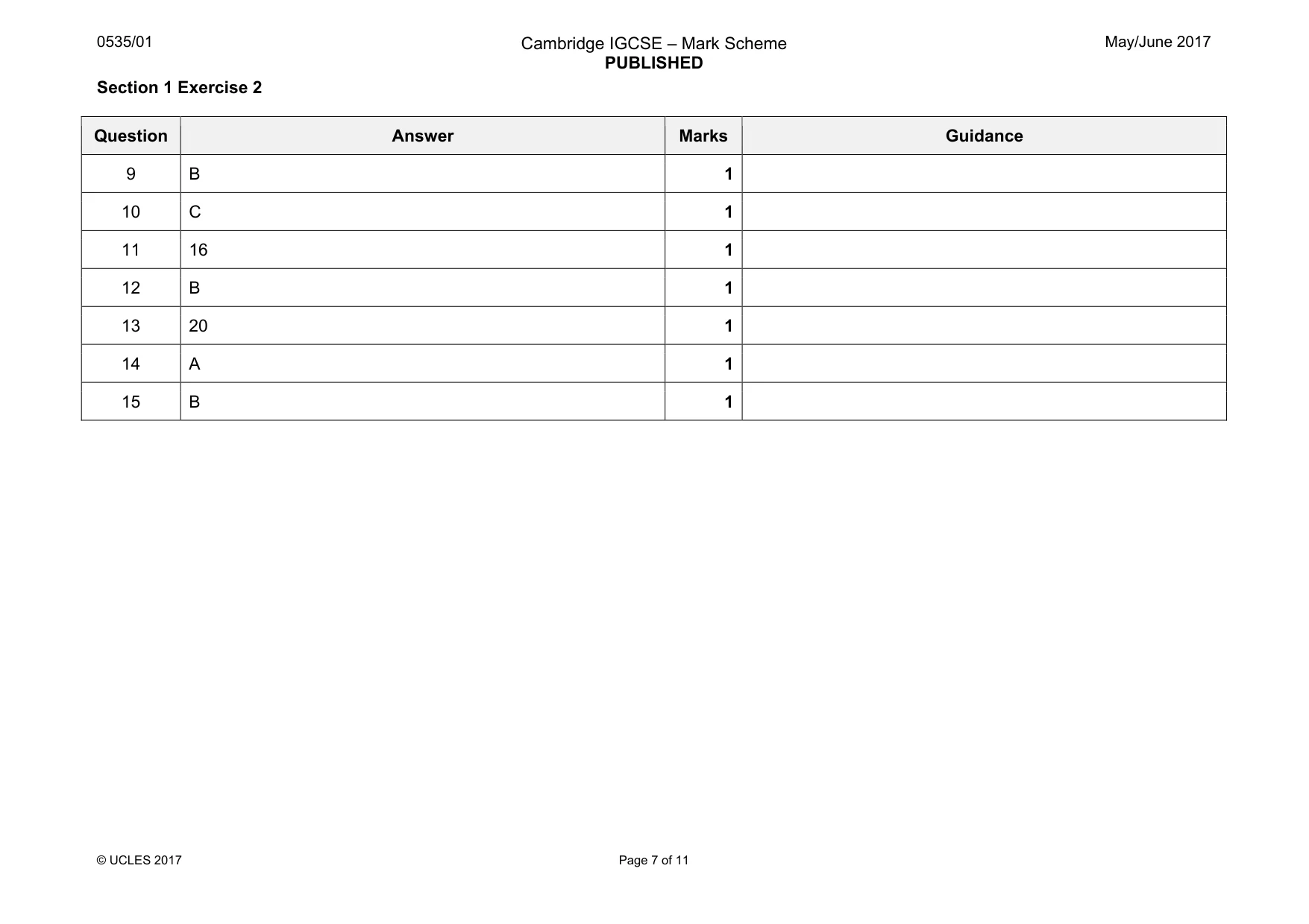 Mark scheme, page 7 of 11