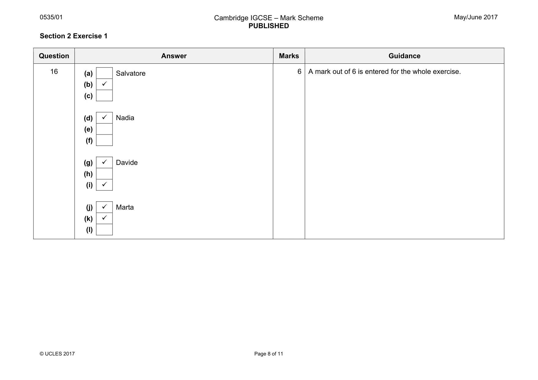 Mark scheme, page 8 of 11