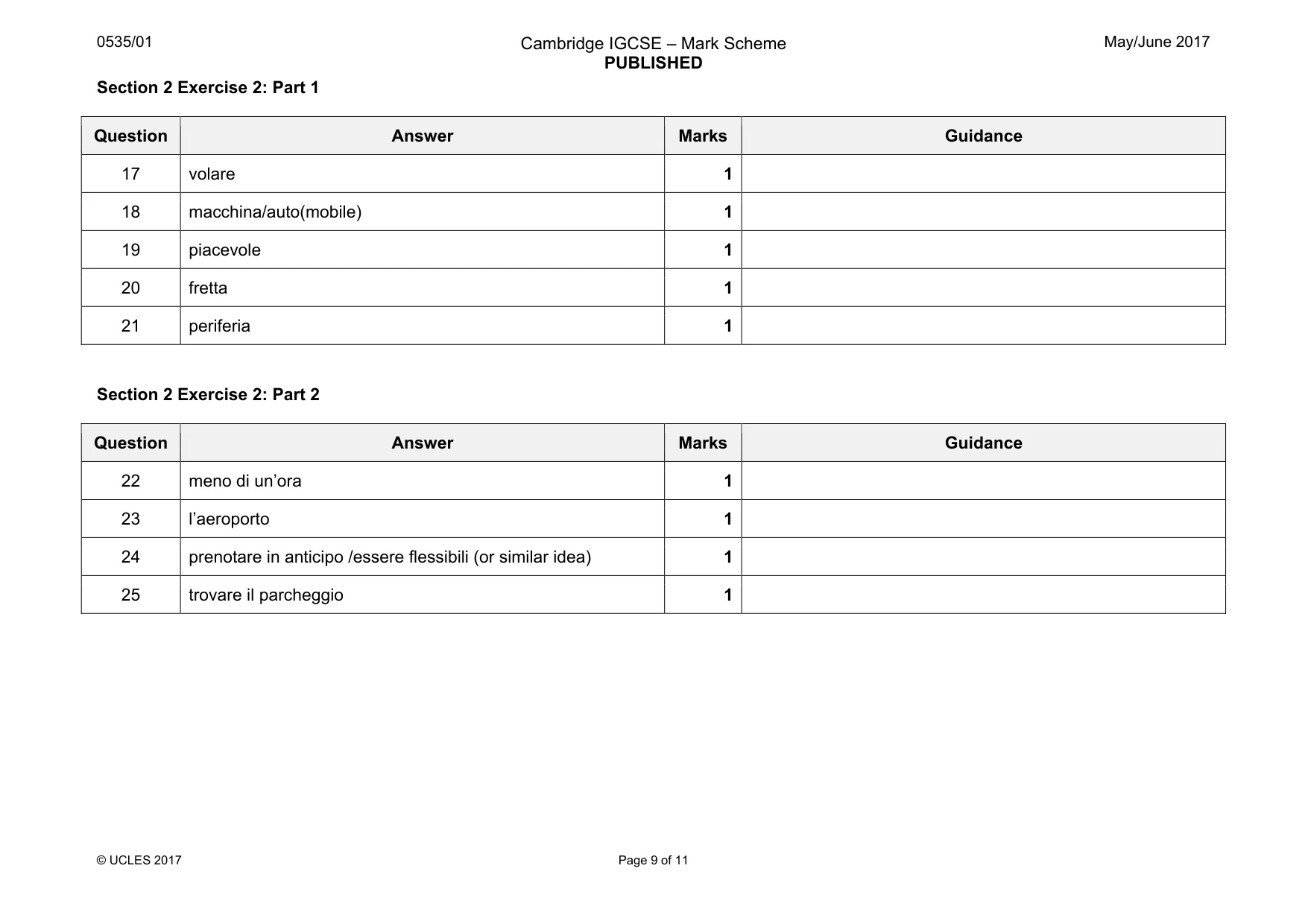 Mark scheme, page 9 of 11