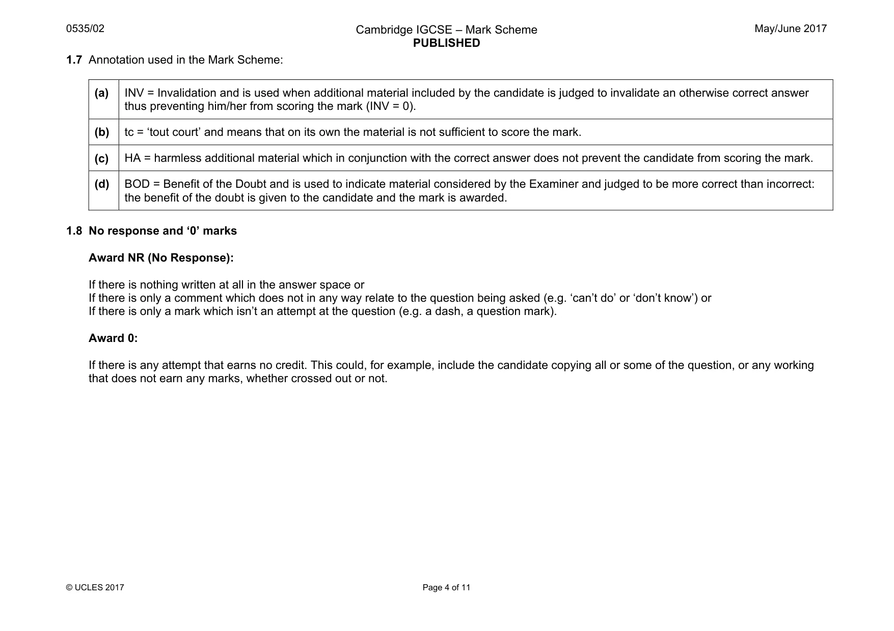 Mark scheme, page 4 of 11