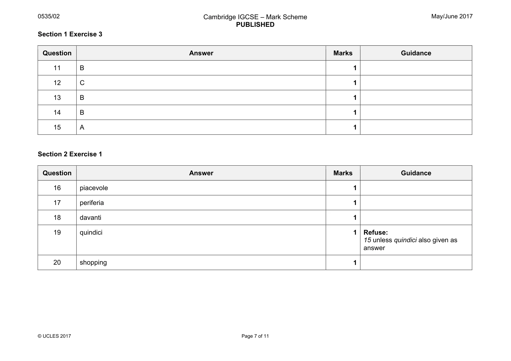 Mark scheme, page 7 of 11