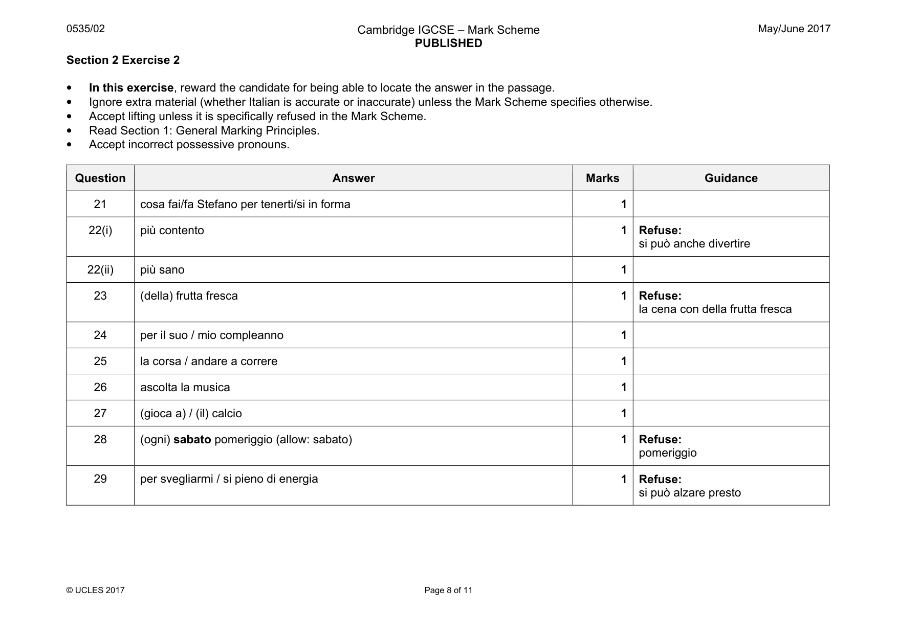 Mark scheme, page 8 of 11