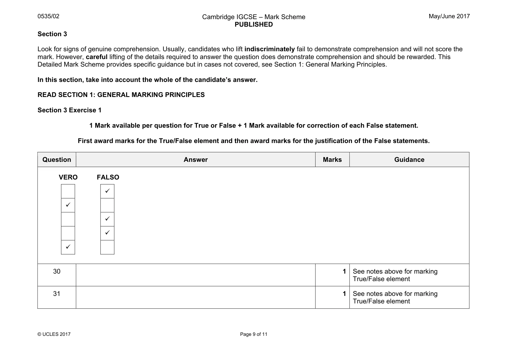 Mark scheme, page 9 of 11