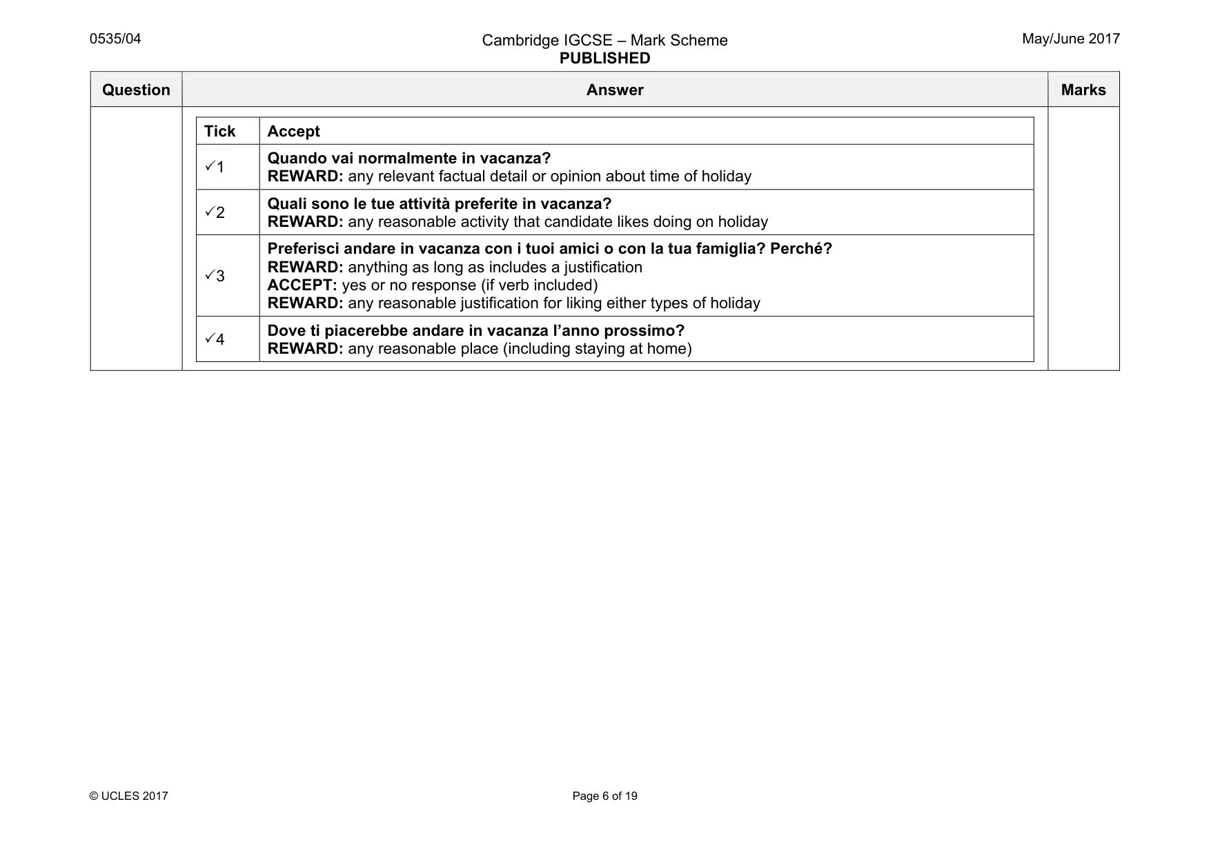 Mark scheme, page 6 of 19