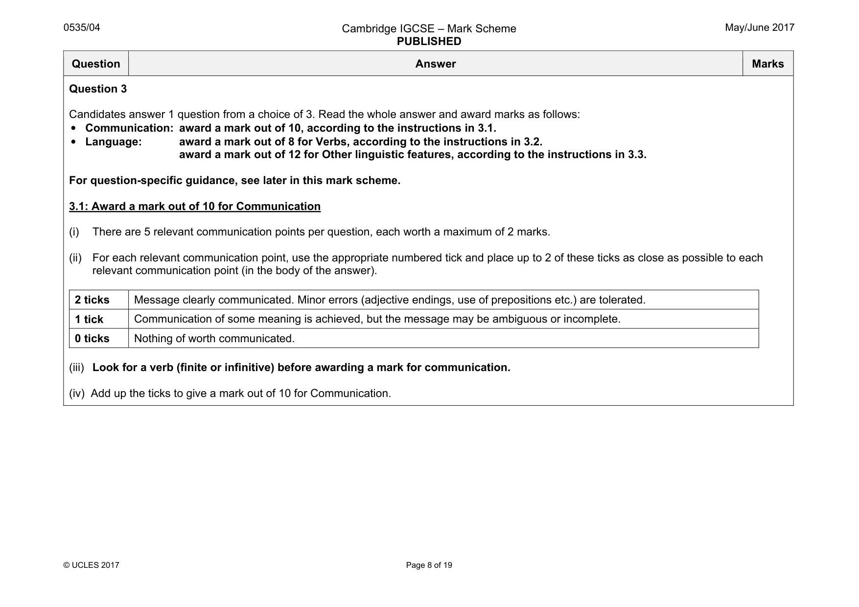 Mark scheme, page 8 of 19