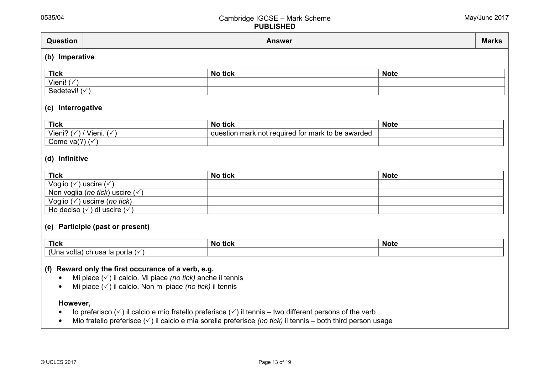 Mark scheme, page 13 of 19