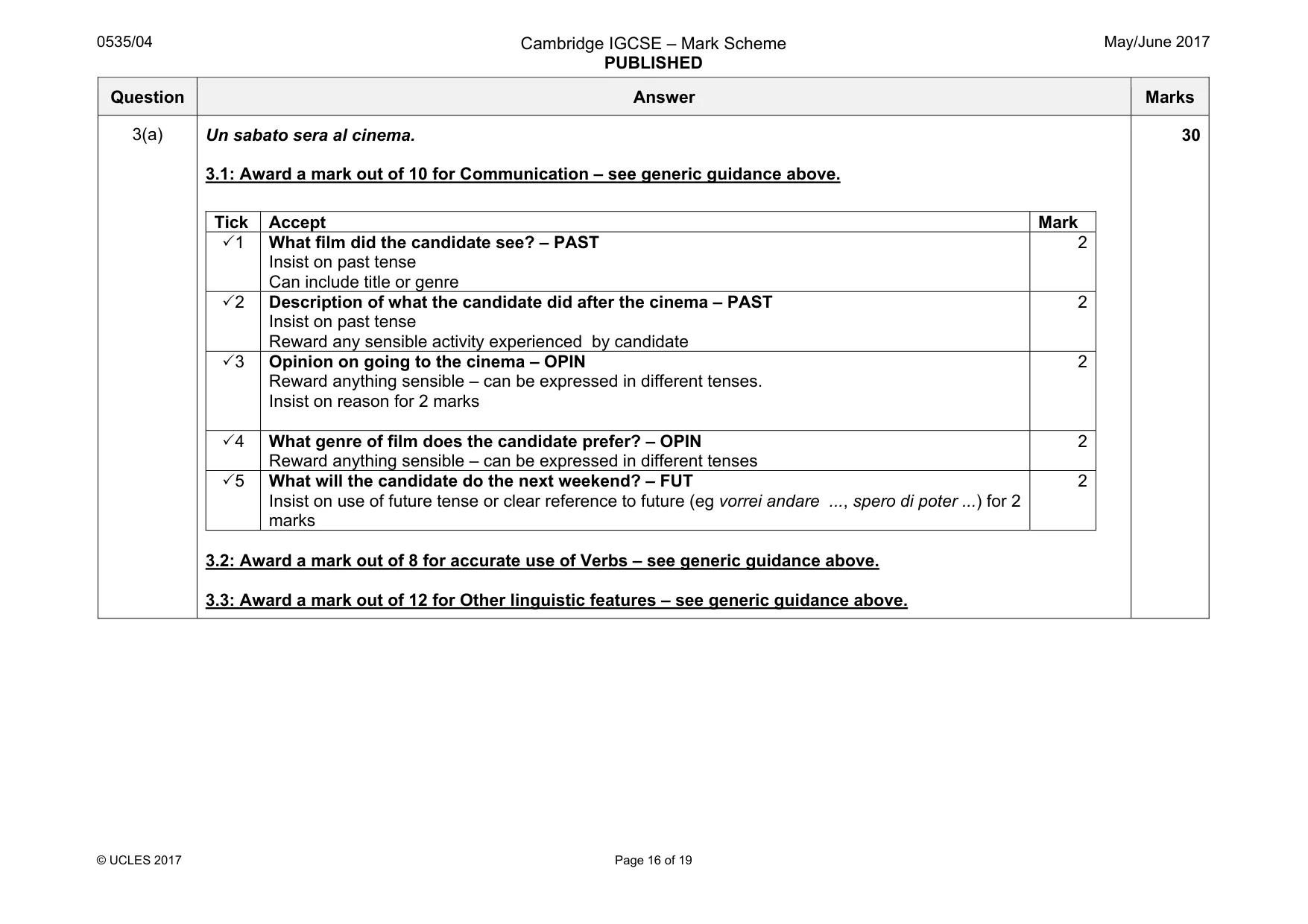 Mark scheme, page 16 of 19