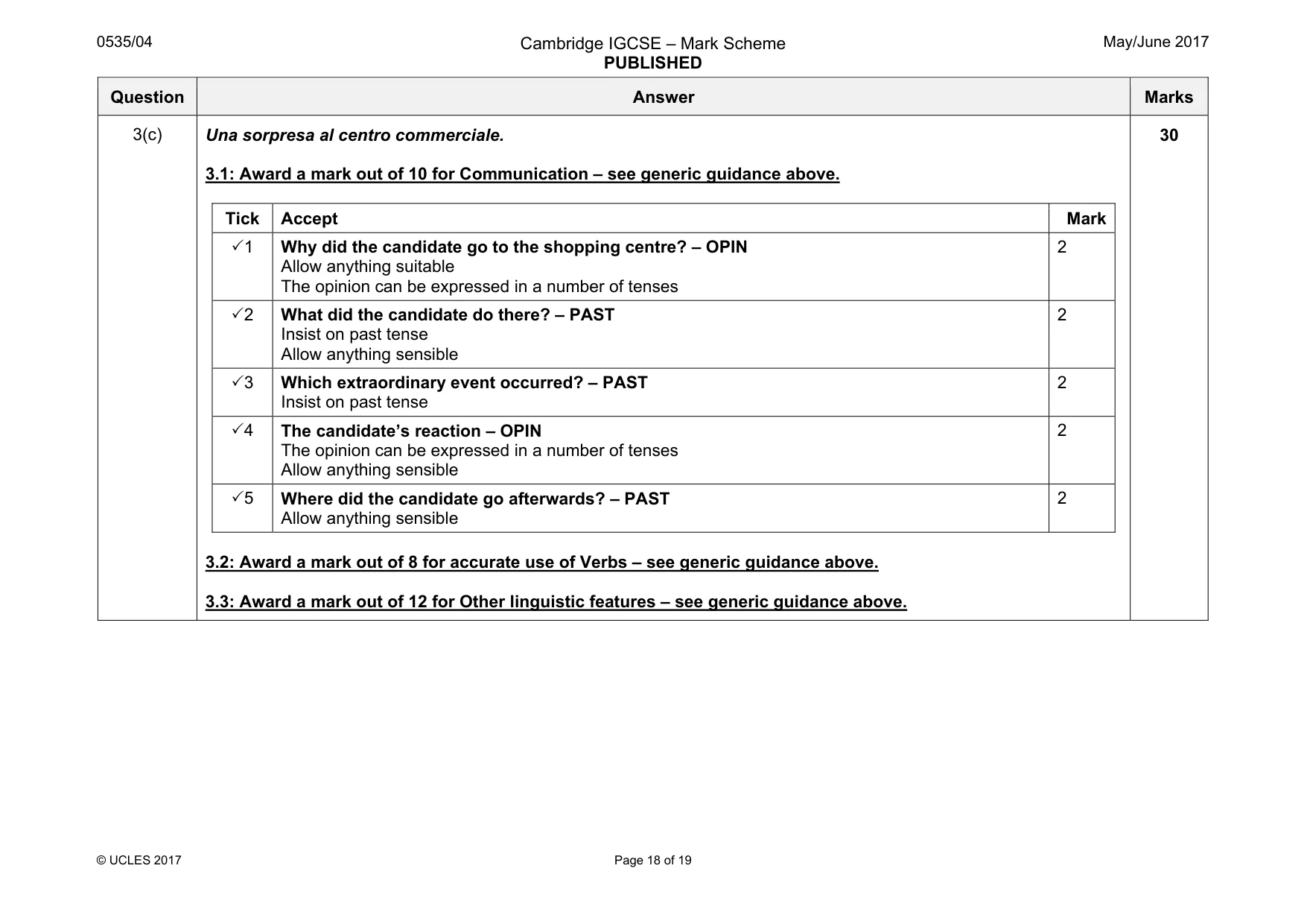 Mark scheme, page 18 of 19