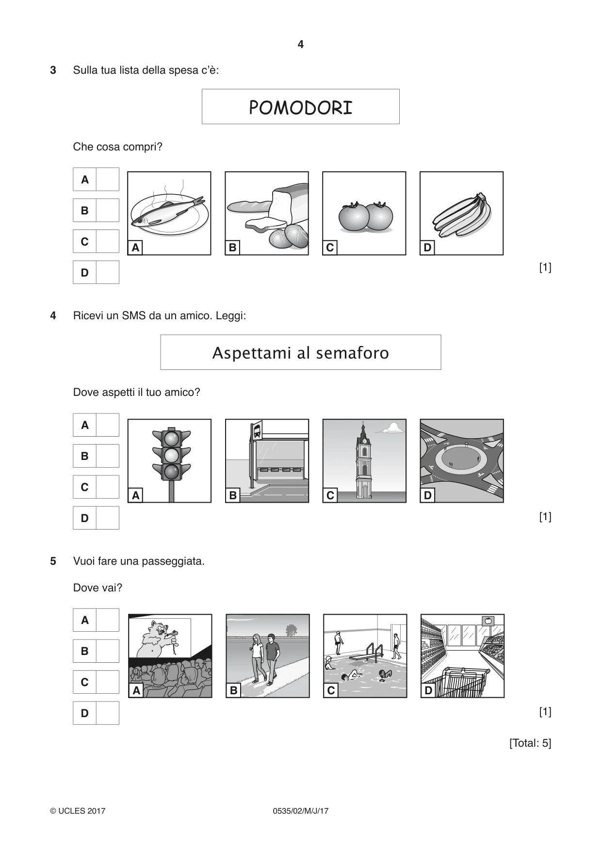Cambridge IGCSE Italian - Foreign Language 0535 2017 May/June Paper 2 · Variant 1 question paper, page 4 of 16