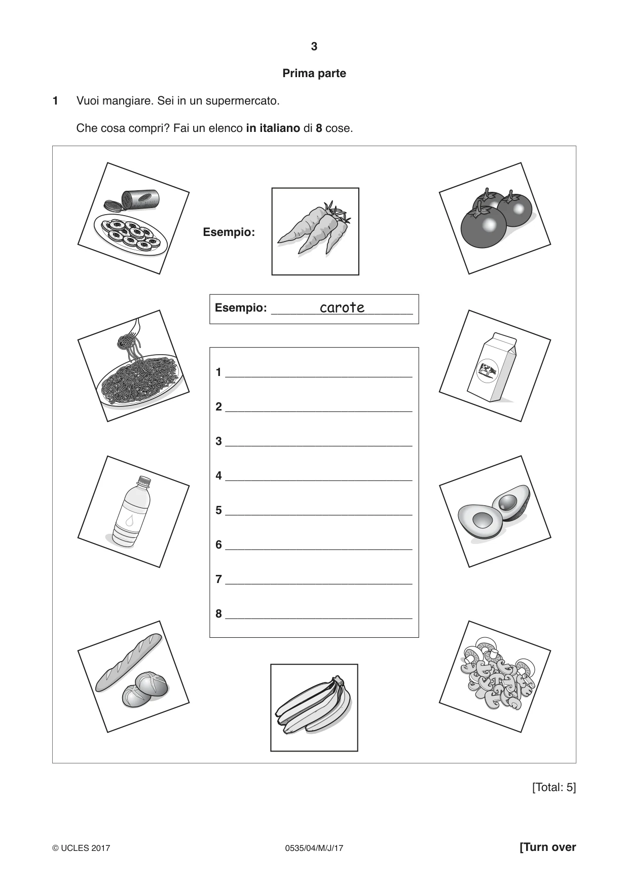 Cambridge IGCSE Italian - Foreign Language 0535 2017 May/June Paper 4 · Variant 1 question paper, page 3 of 8