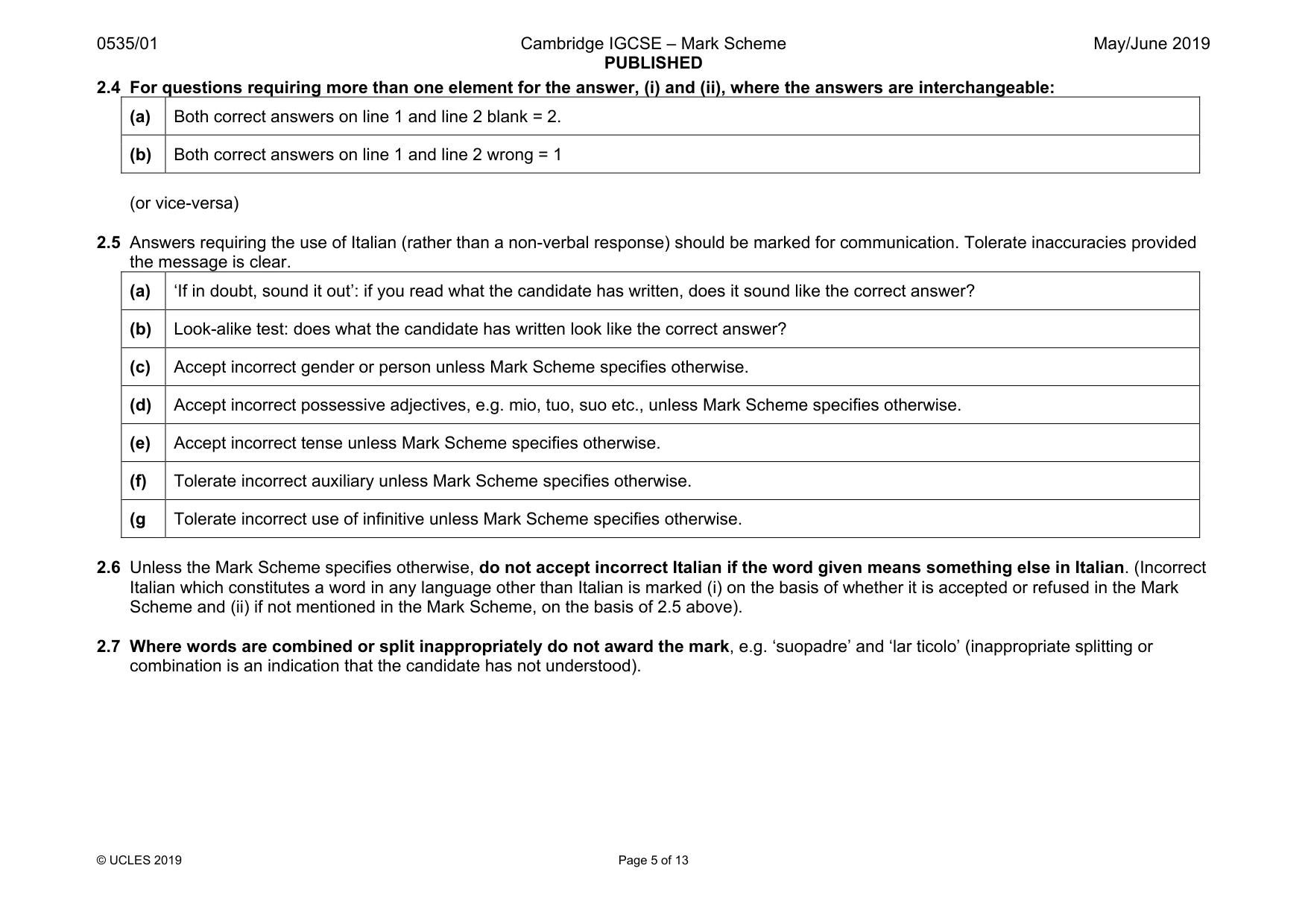 Mark scheme, page 5 of 13
