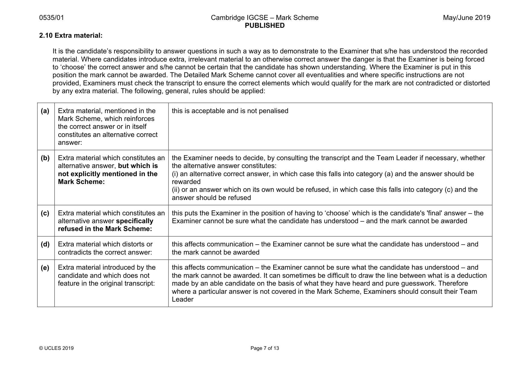 Mark scheme, page 7 of 13