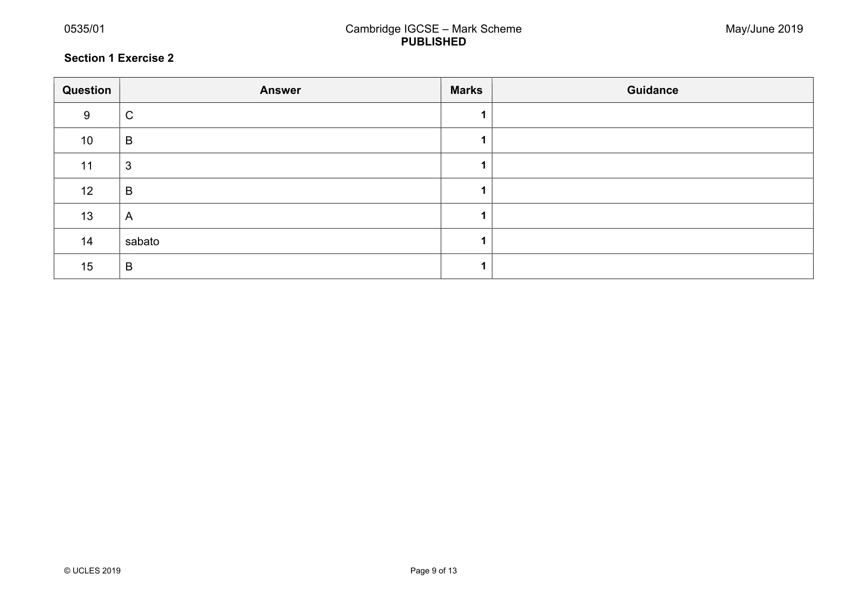 Mark scheme, page 9 of 13