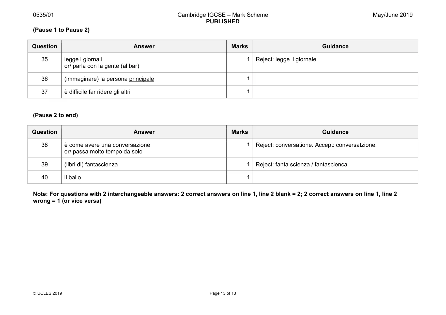 Mark scheme, page 13 of 13